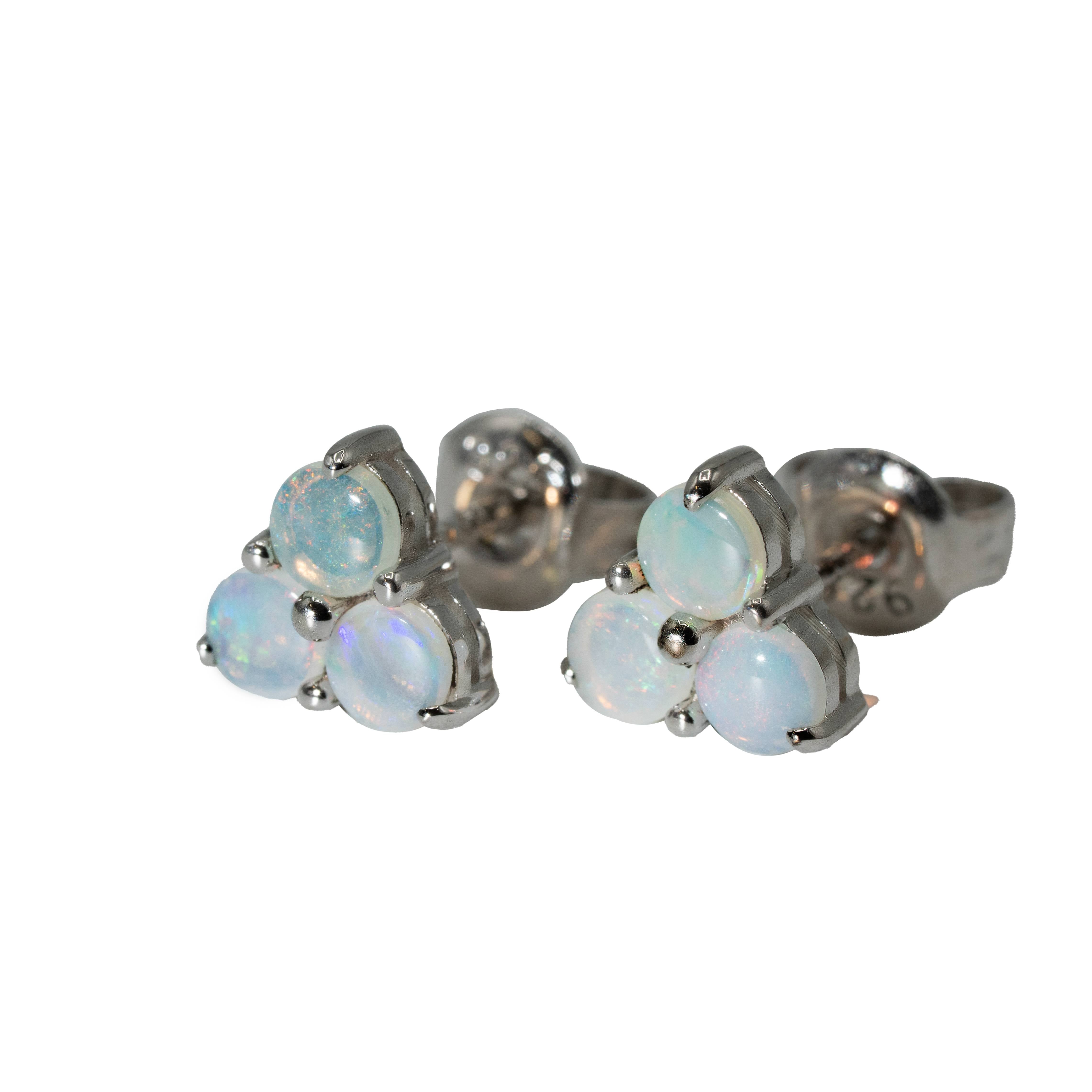 Light Opal Earrings in 925 Sterling Silver - Multicolour