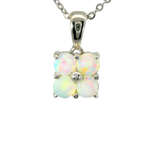 Light Opal Pendant in 925 Sterling Silver - Multicolour
