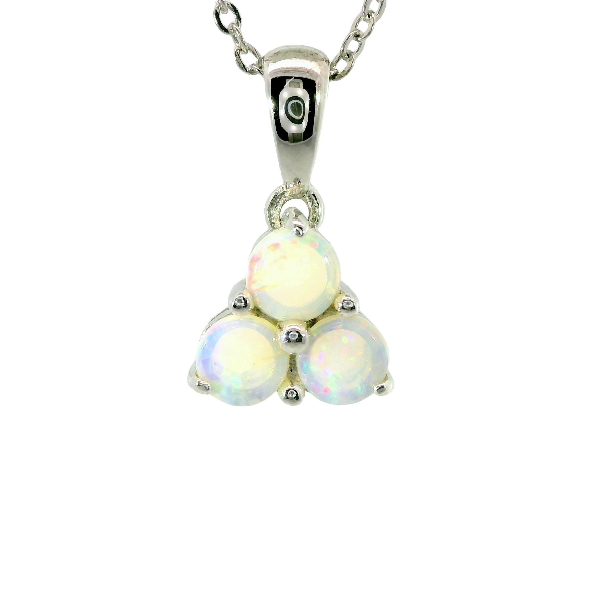 Light Opal Pendant in 925 Sterling Silver - Multicolour
