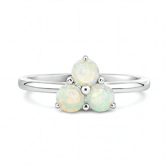 Light Opal Ring in 925 Sterling Silver - Multicolour