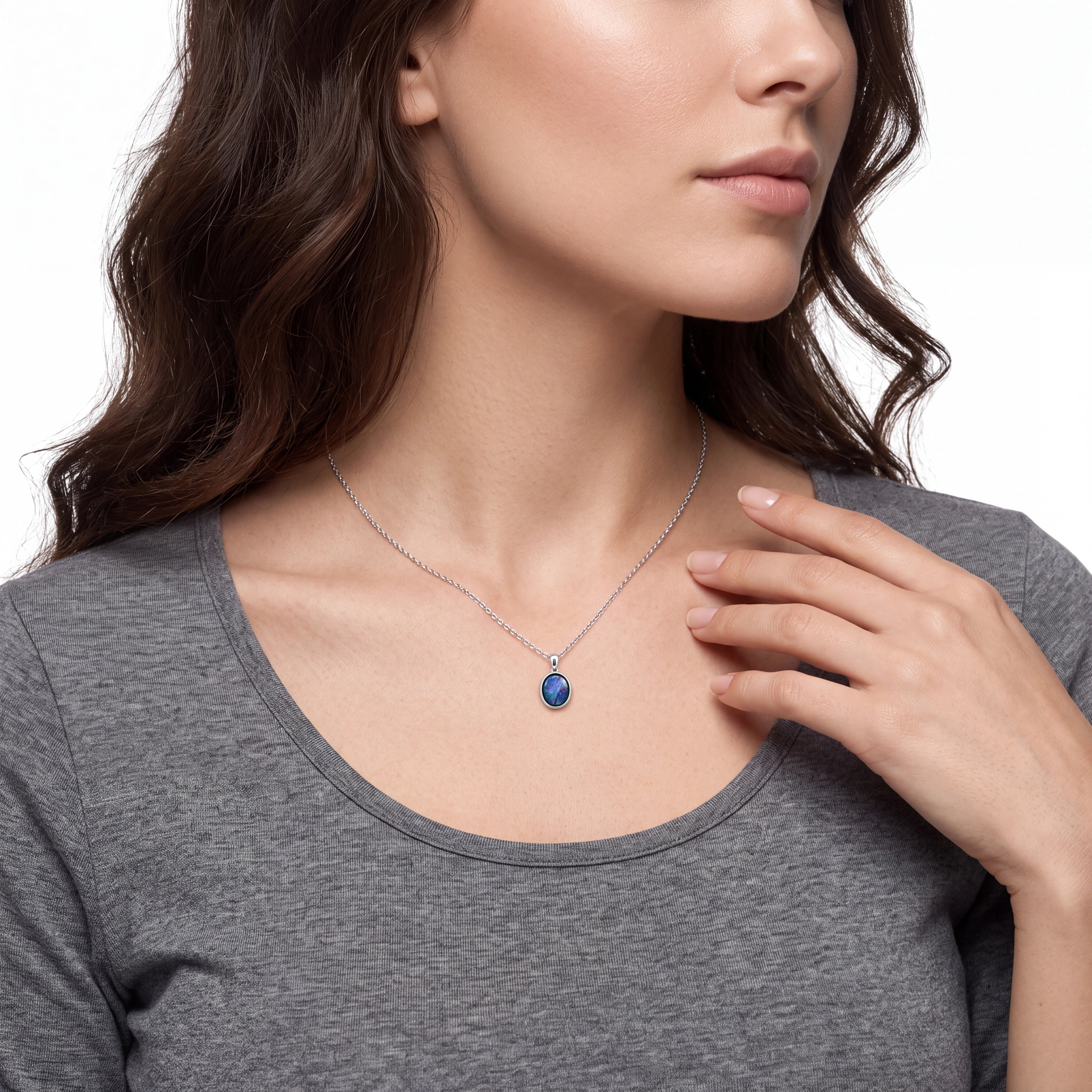 Triplet Opal Pendant in Stainless Steel - Multicolour - Australian Opal Cutters and Pearl Divers