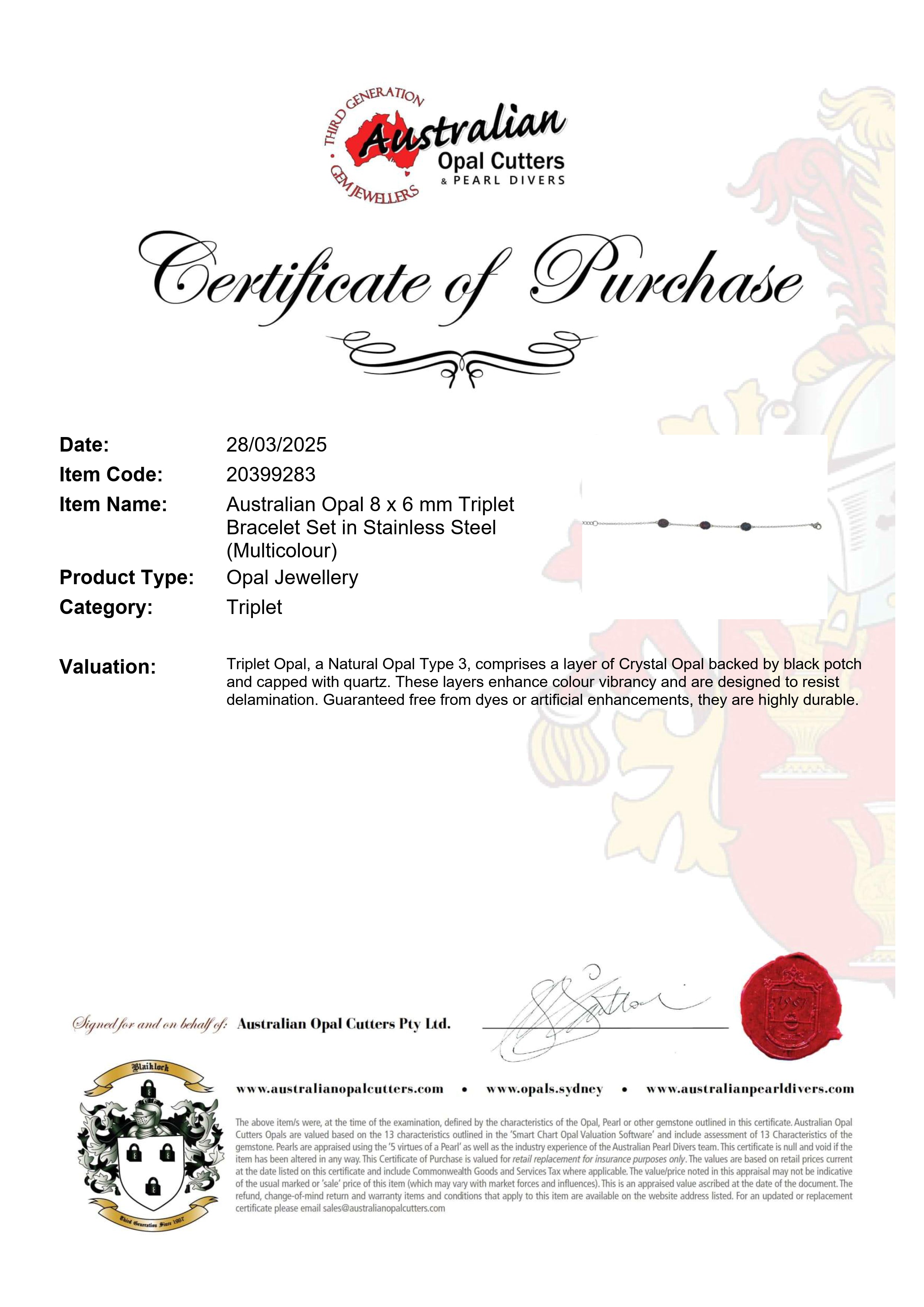 Triplet Opal Bracelet in Stainless Steel - Multicolour