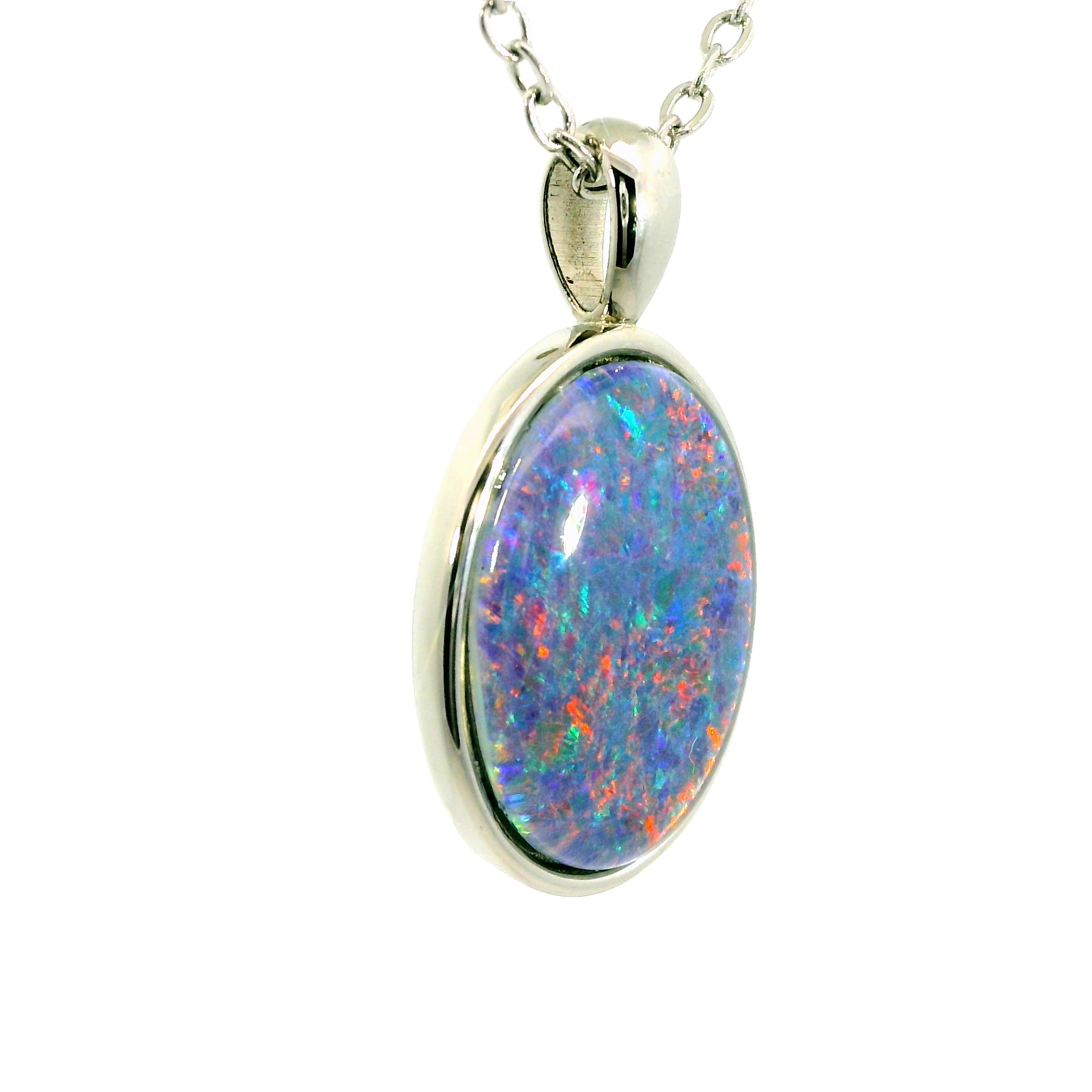 Triplet Opal Pendant in Stainless Steel - Multicolour