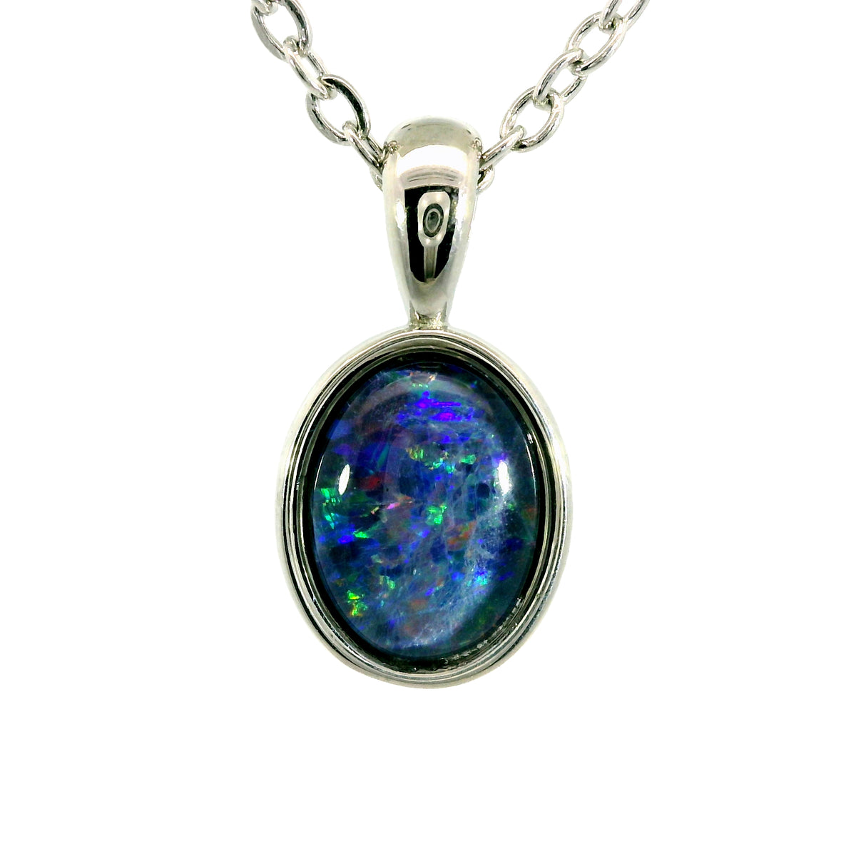 Triplet Opal Pendant in Stainless Steel - Multicolour