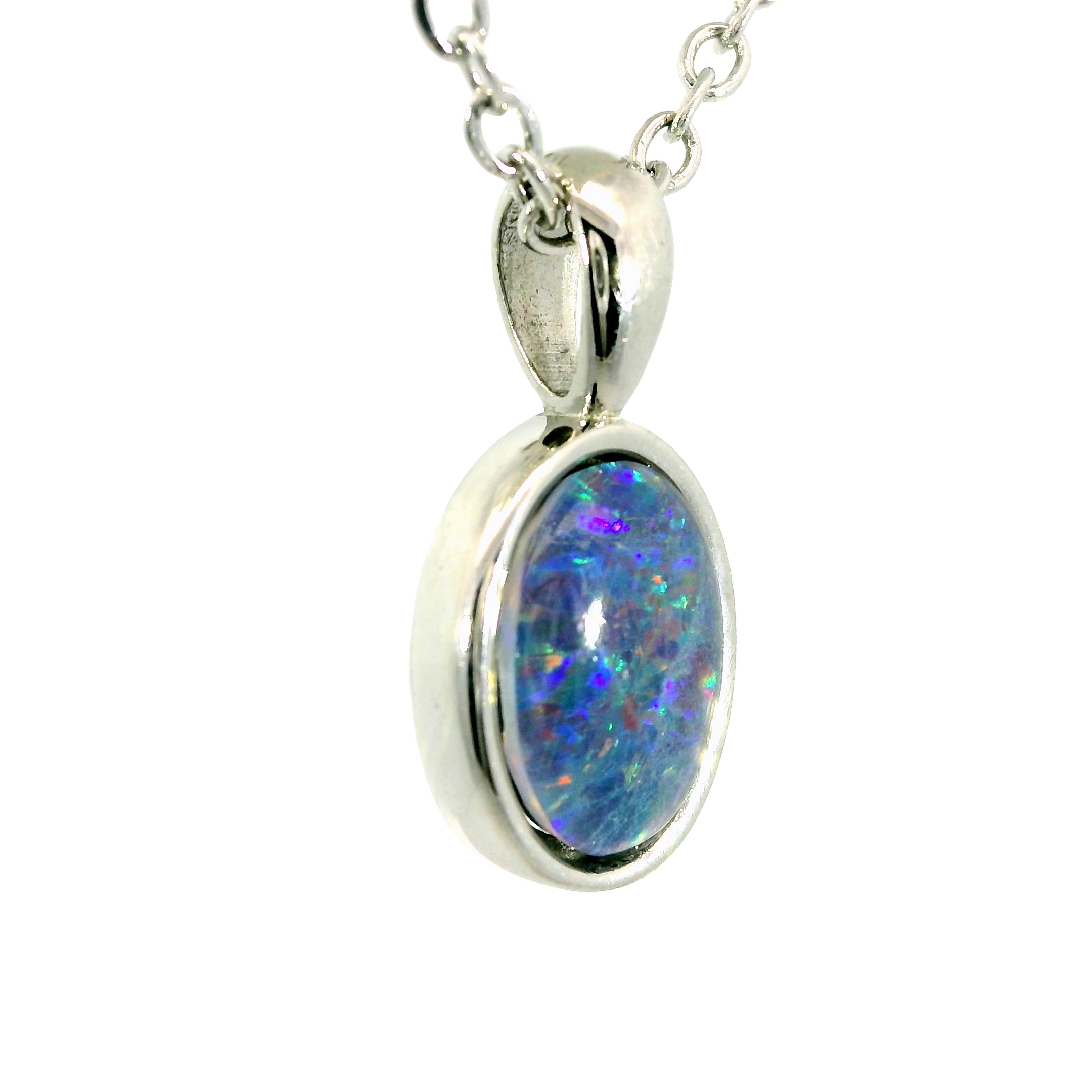 Triplet Opal Pendant in Stainless Steel - Multicolour