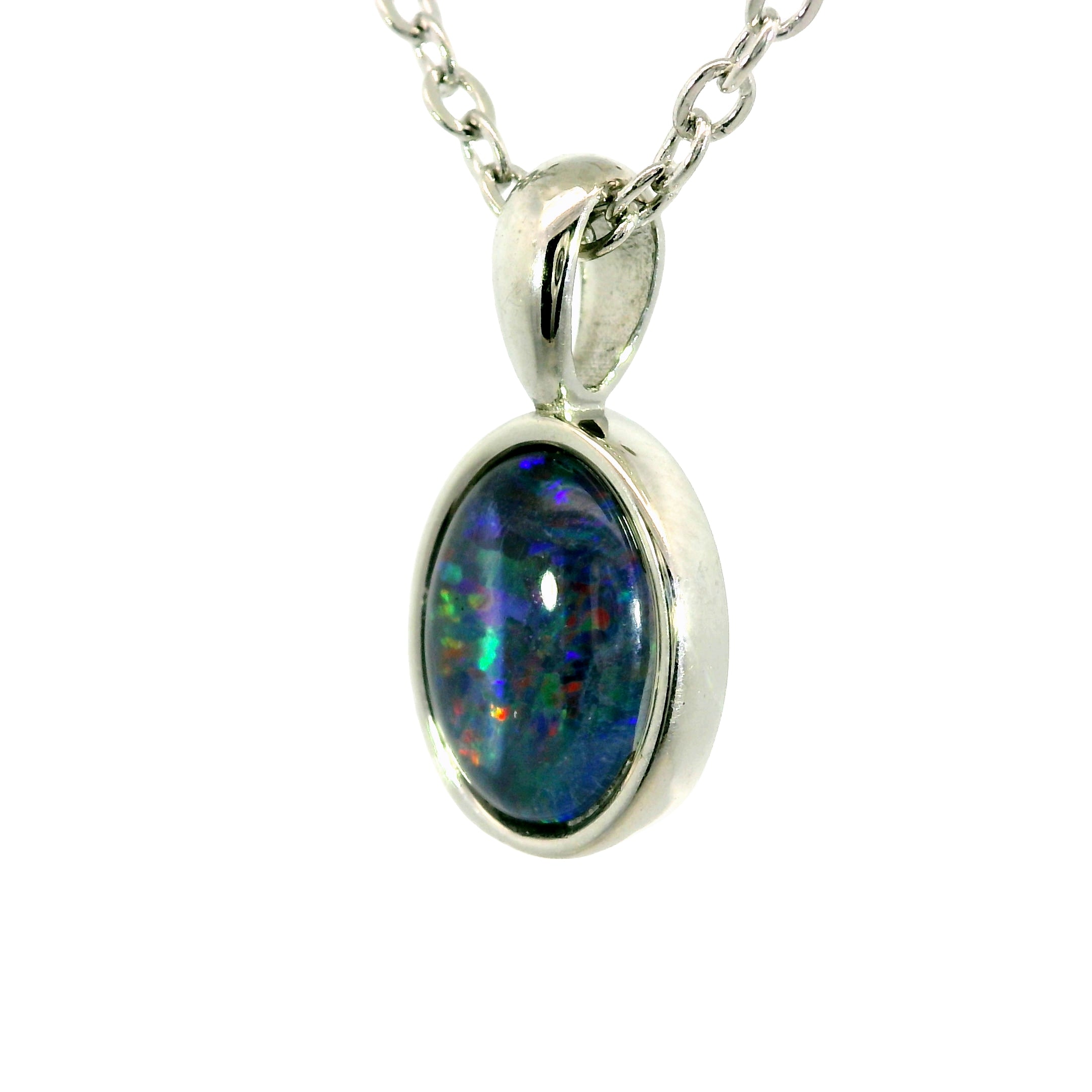 Triplet Opal Pendant in Stainless Steel - Multicolour