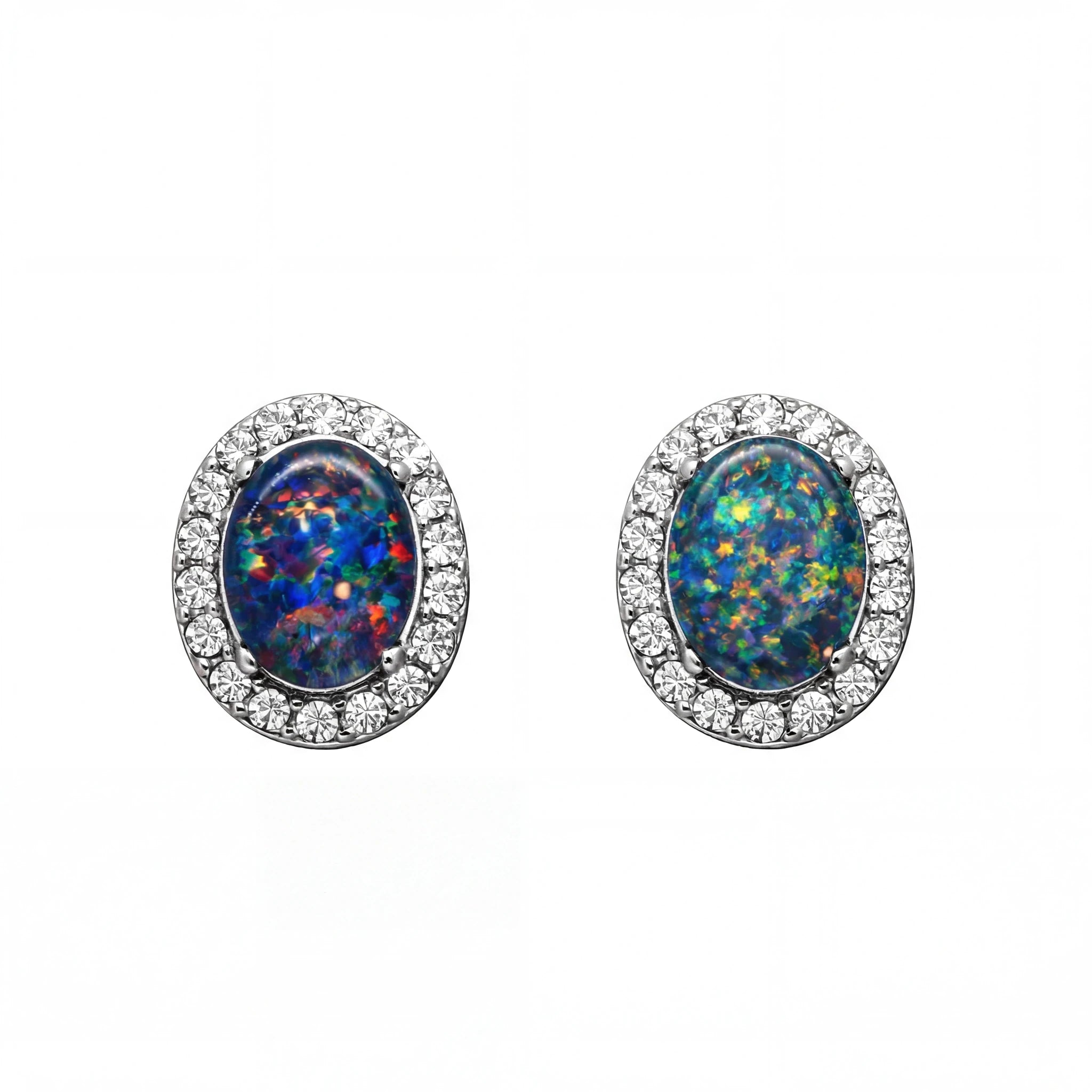 Triplet Opal Earrings in Stainless Steel - Multicolour - Australian Opal Cutters and Pearl Divers