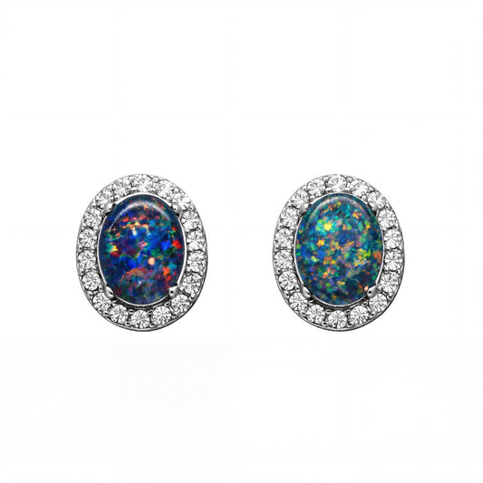 Triplet Opal Earrings in Stainless Steel - Multicolour