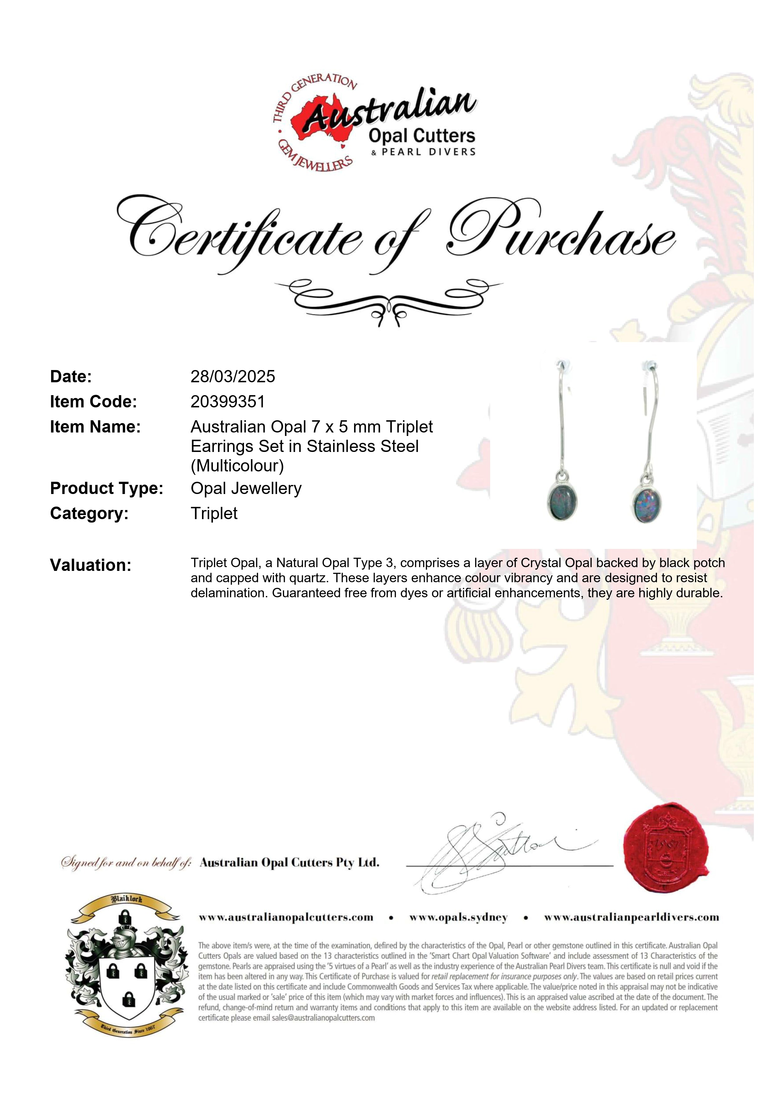 Triplet Opal Earrings in Stainless Steel - Multicolour