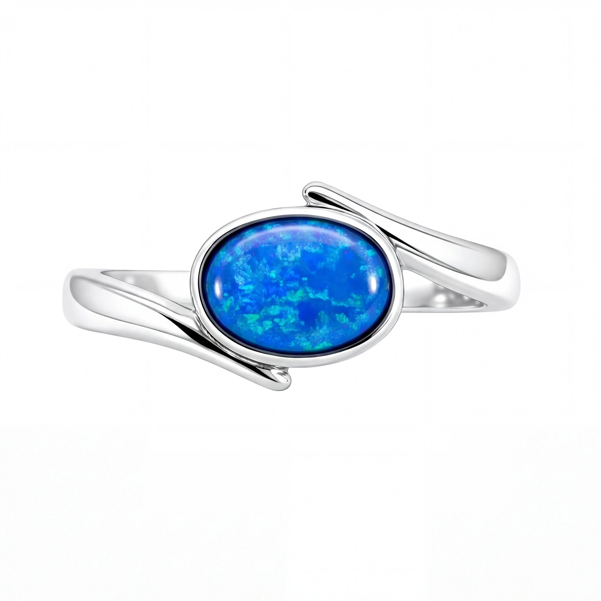 Dark Opal Ring in Stainless Steel - Green-Blue - Australian Opal Cutters and Pearl Divers