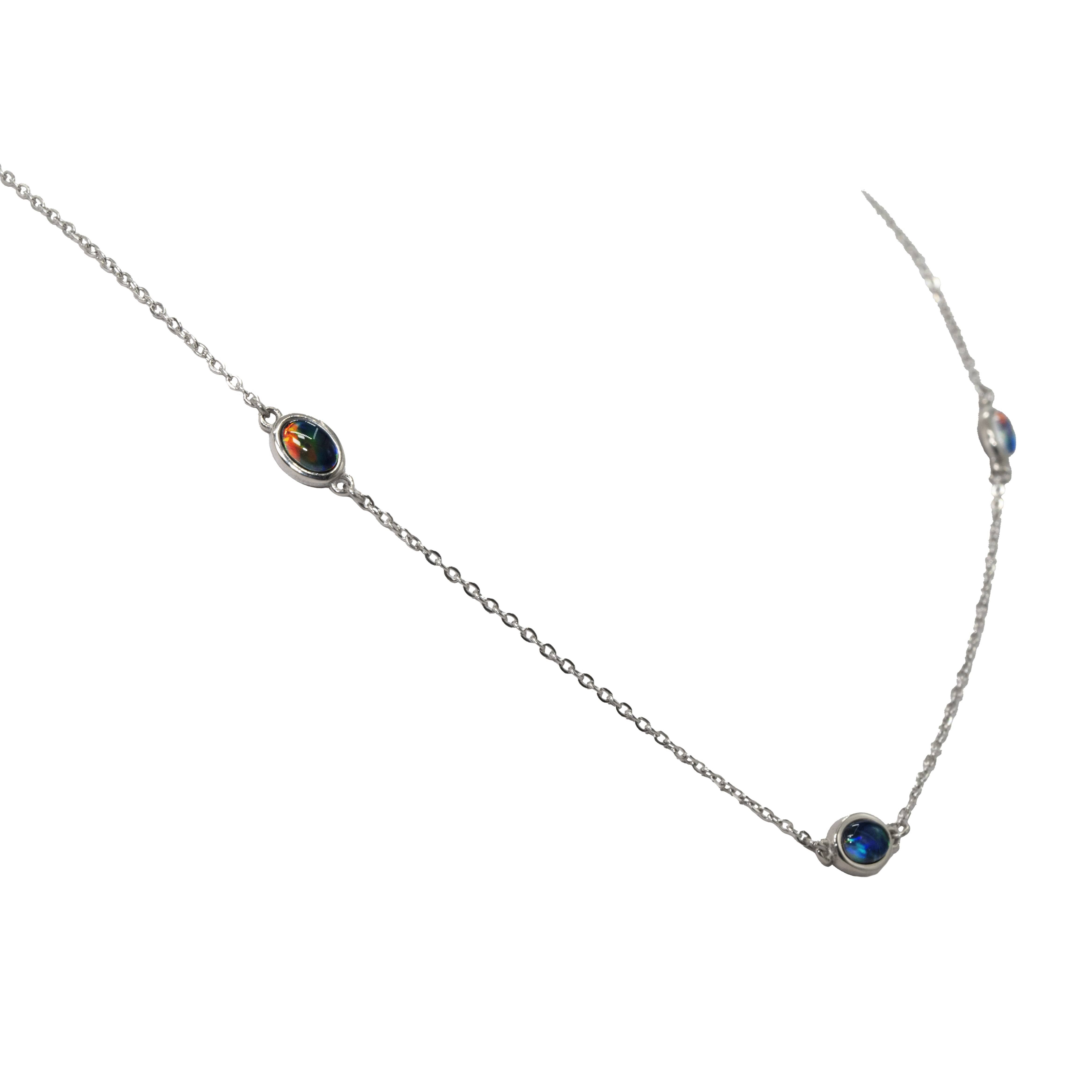 Triplet Opal Necklace in Stainless Steel - Multicolour