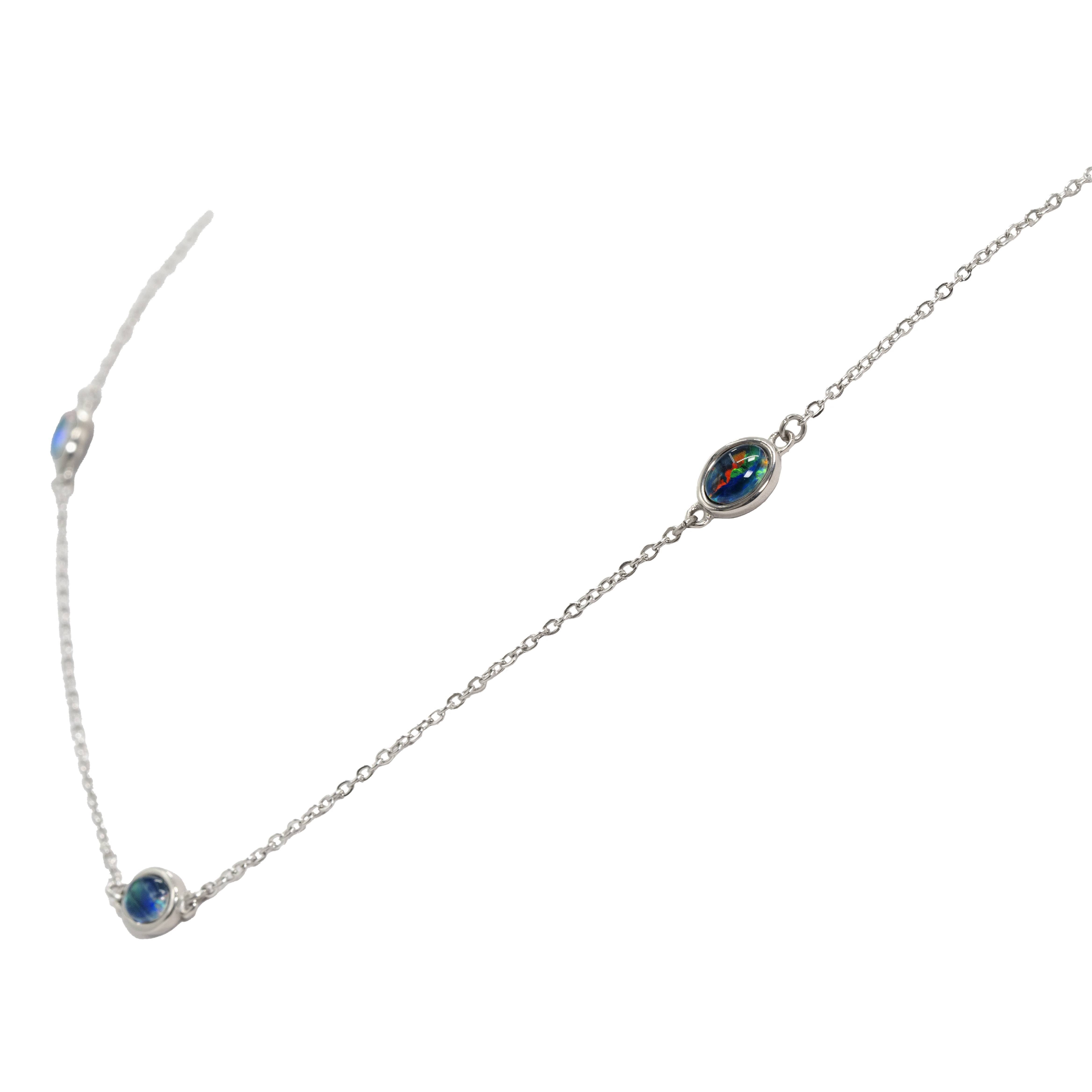 Triplet Opal Necklace in Stainless Steel - Multicolour