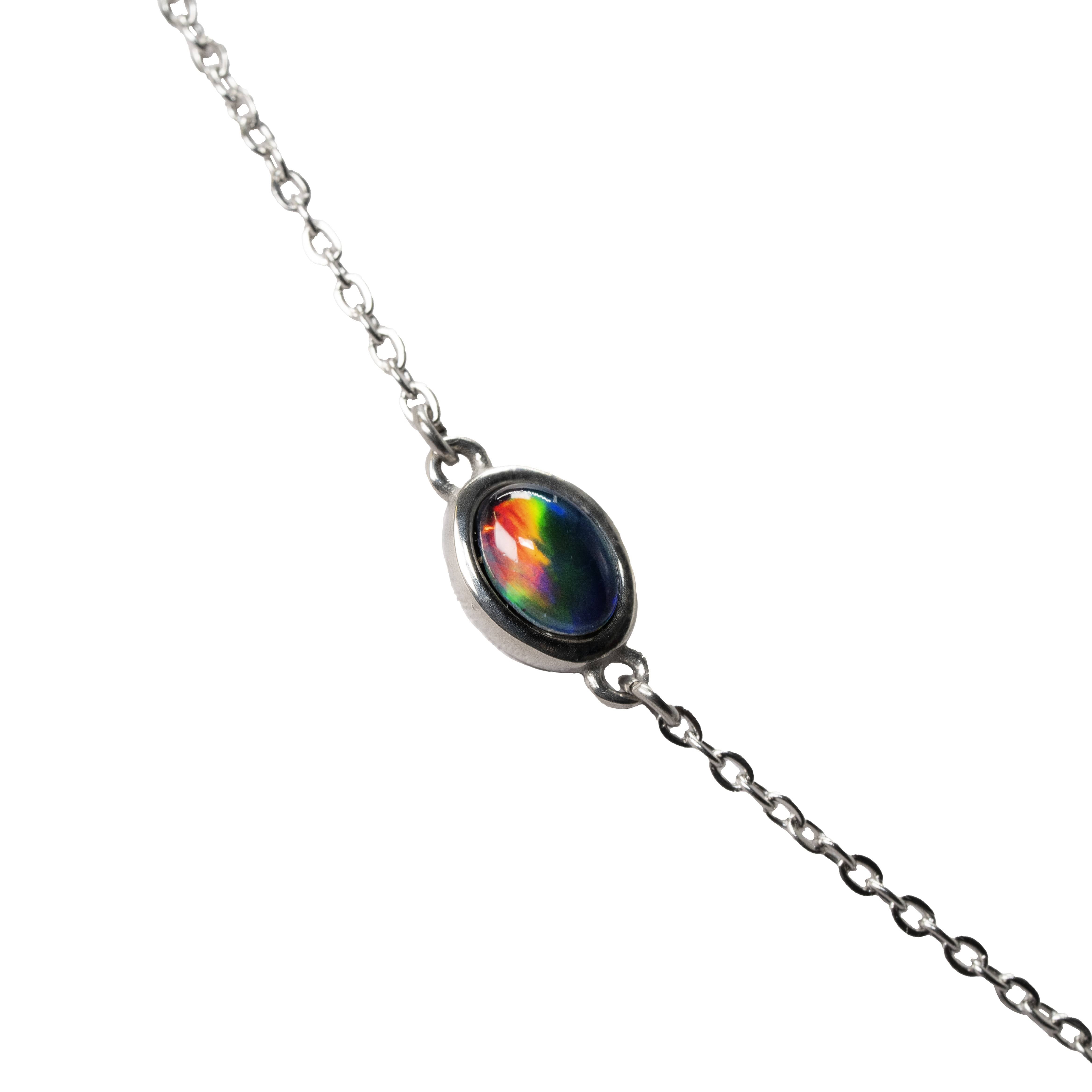 Triplet Opal Necklace in Stainless Steel - Multicolour
