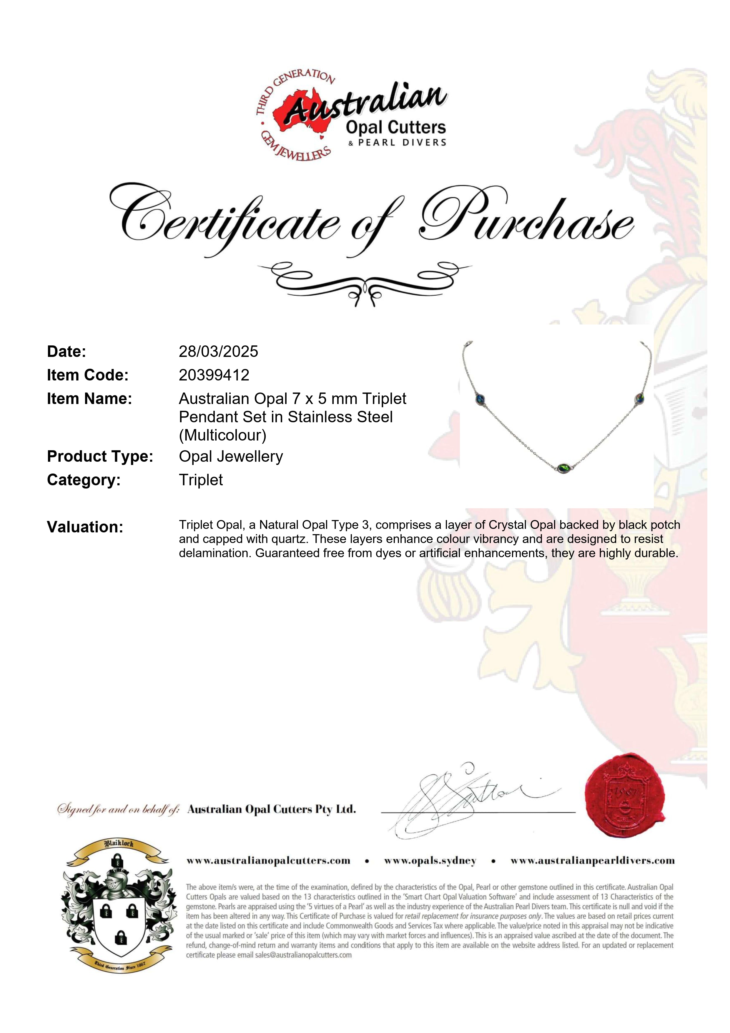 Triplet Opal Necklace in Stainless Steel - Multicolour