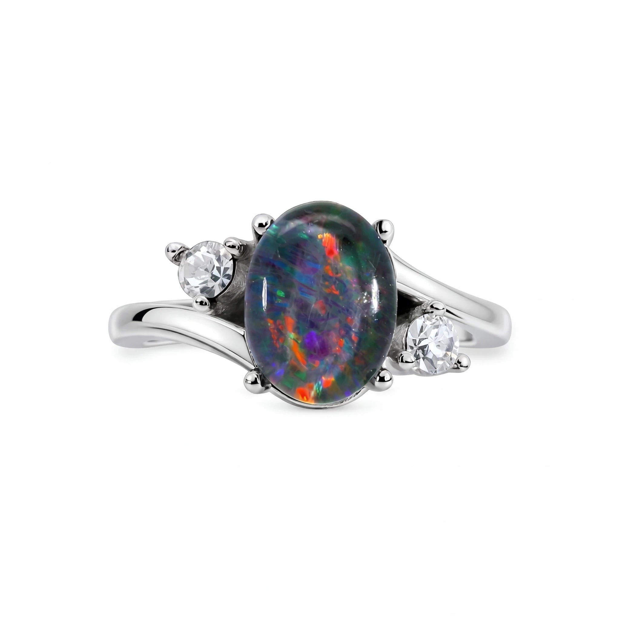 Triplet Opal Ring in Stainless Steel - Multicolour - Australian Opal Cutters and Pearl Divers
