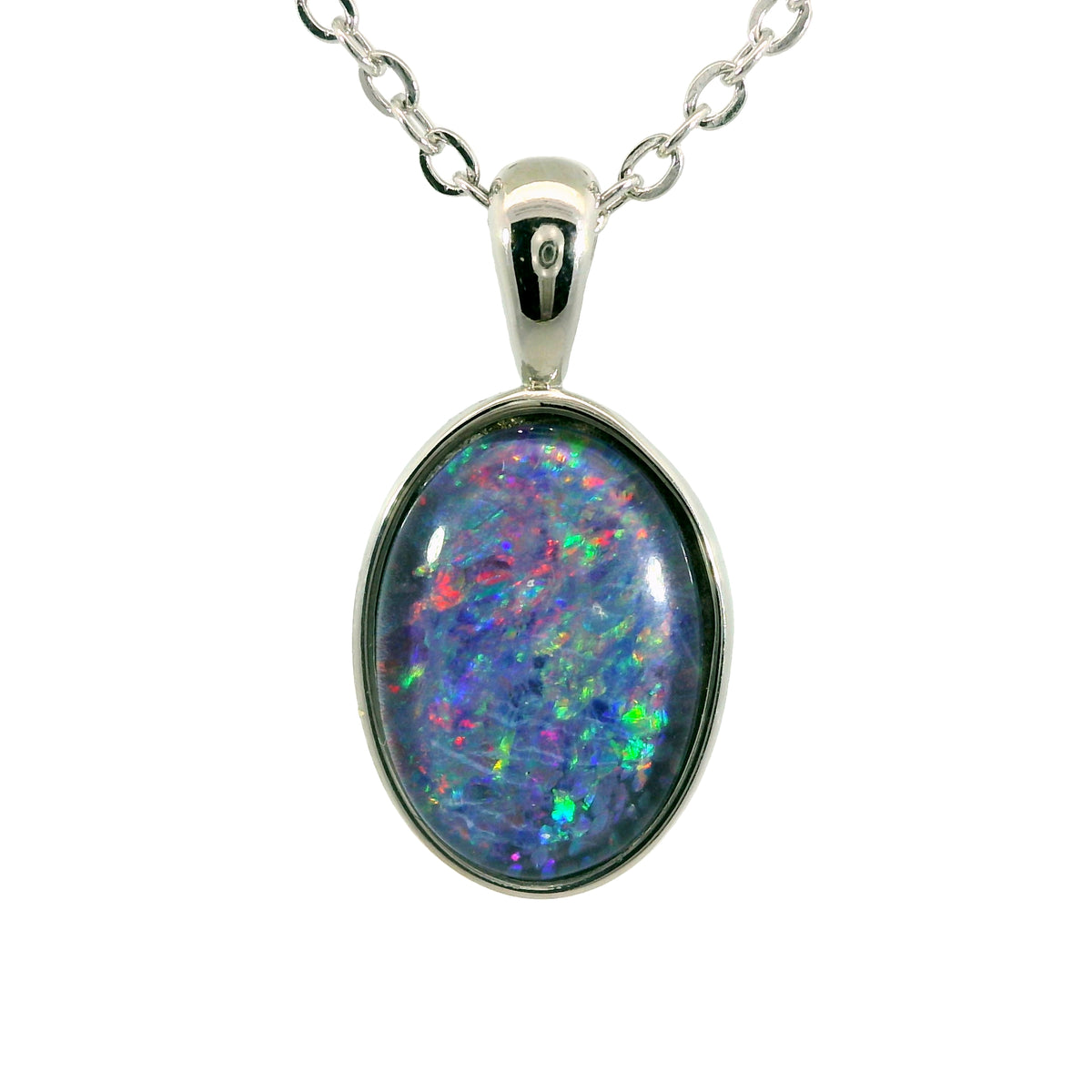 Triplet Opal Pendant in Stainless Steel - Multicolour