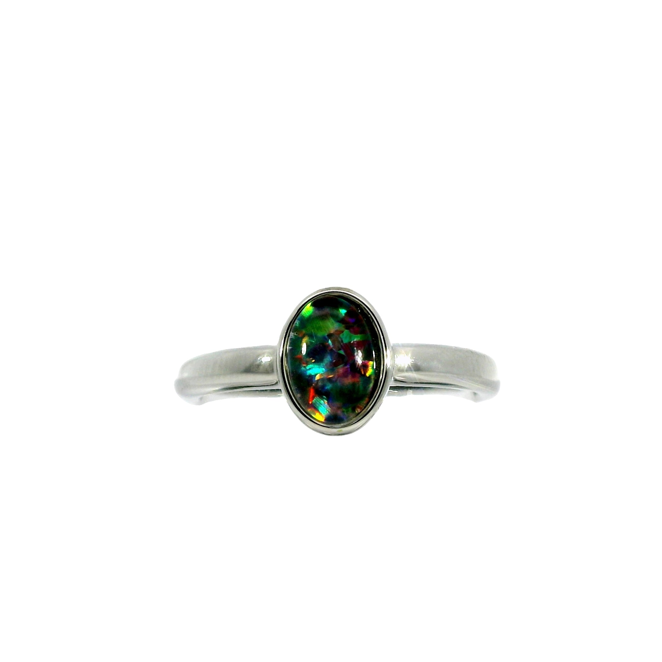Triplet Opal Ring in Stainless Steel - Multicolour
