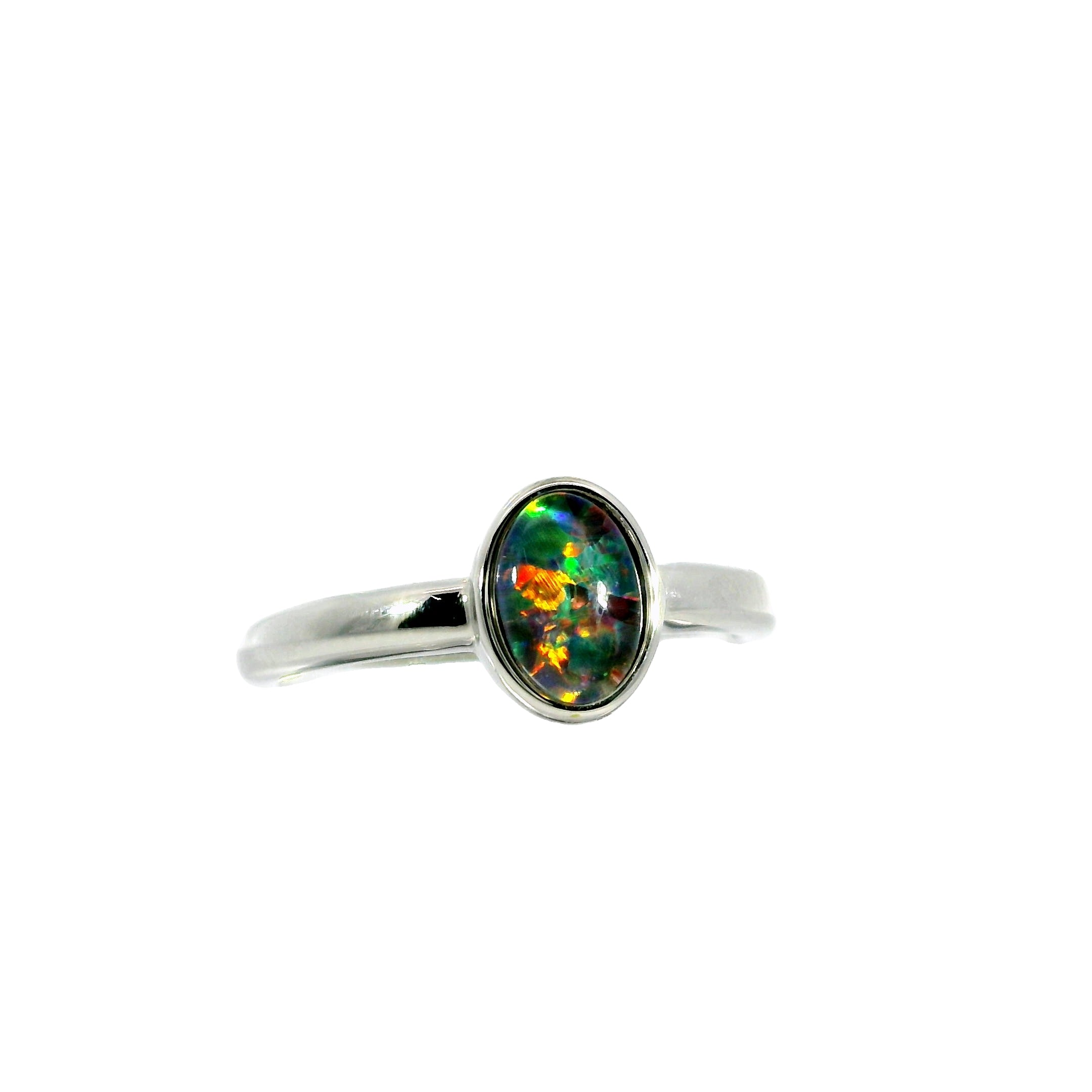 Triplet Opal Ring in Stainless Steel - Multicolour