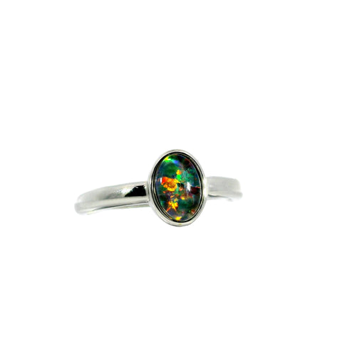 Triplet Opal Ring in Stainless Steel - Multicolour Triplet Opal Ring in Stainless Steel - Multicolour
