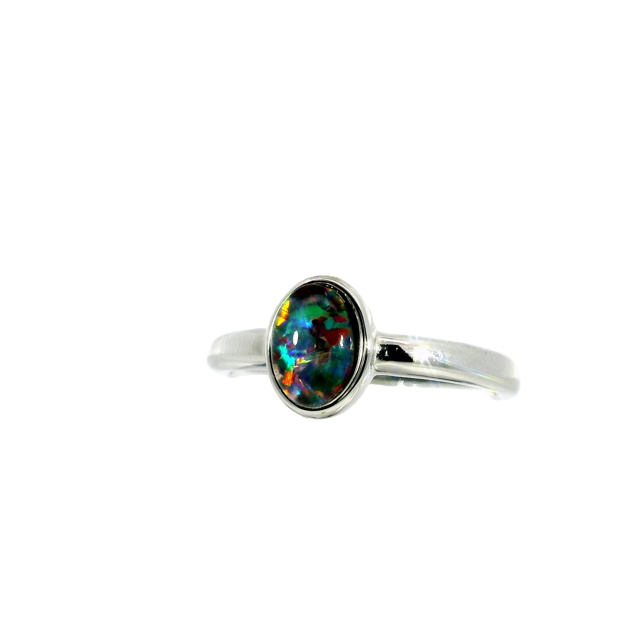 Triplet Opal Ring in Stainless Steel - Multicolour