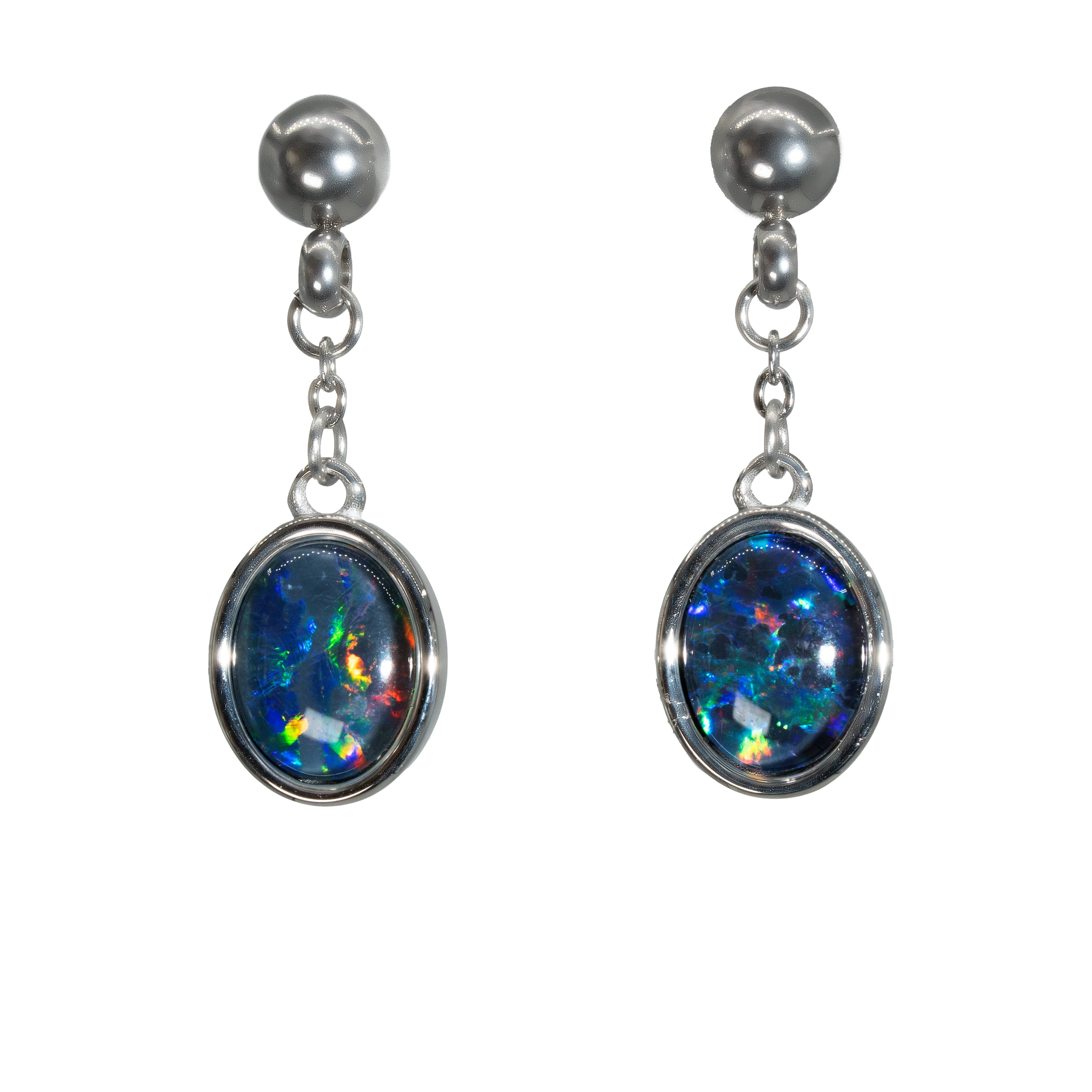 Triplet Opal Earrings in Stainless Steel - Multicolour