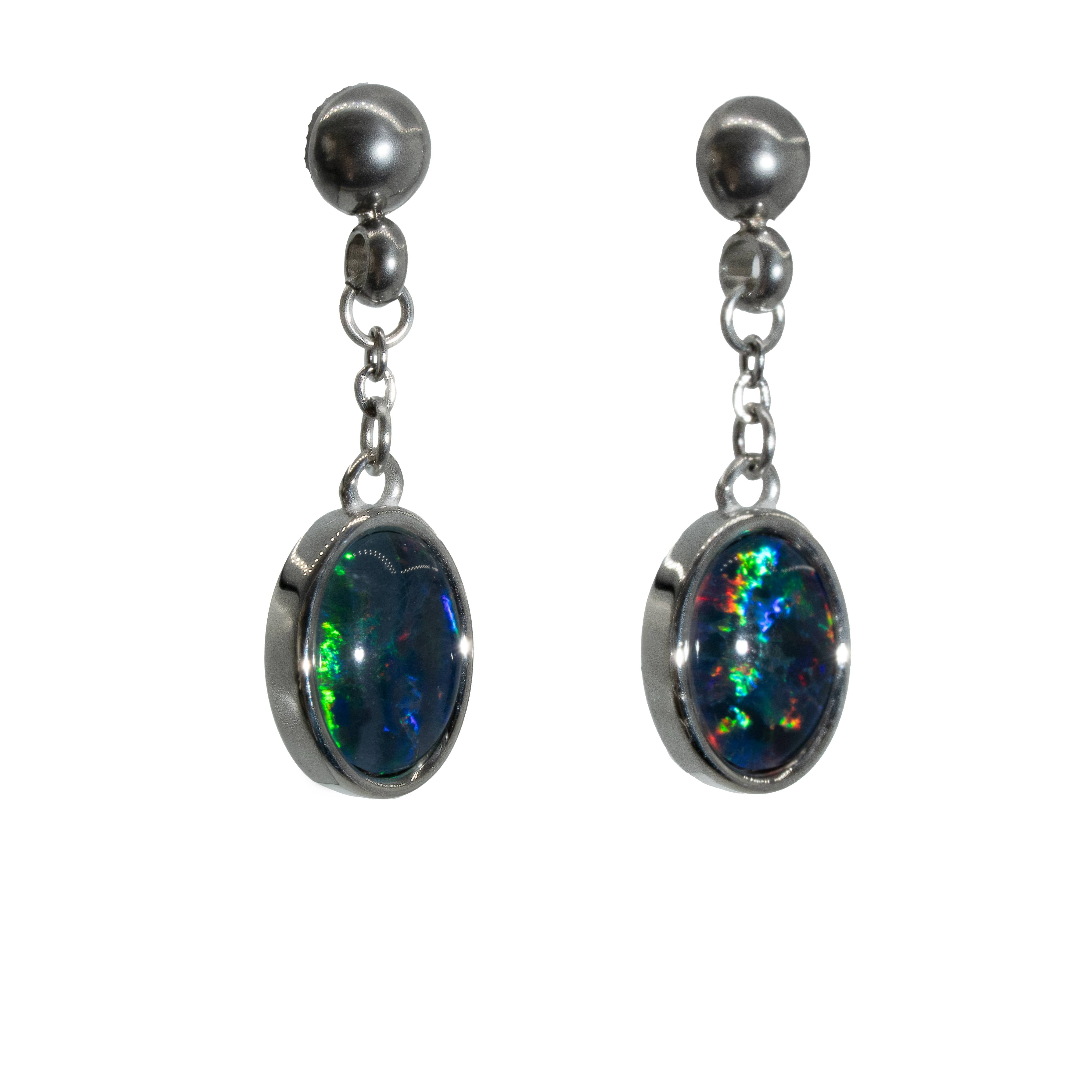 Triplet Opal Earrings in Stainless Steel - Multicolour