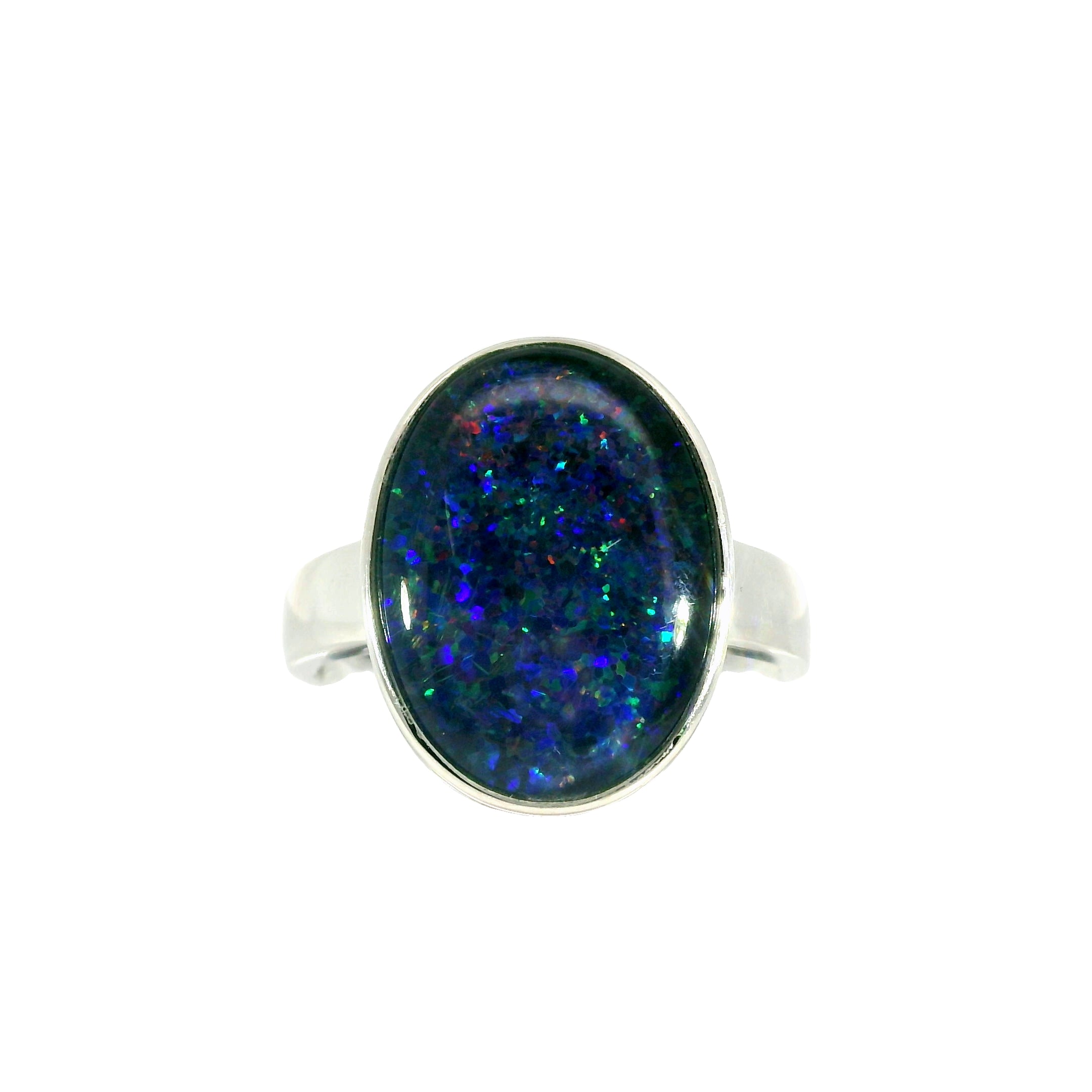 Triplet Opal Men's Ring in 925 Sterling Silver - Multicolour