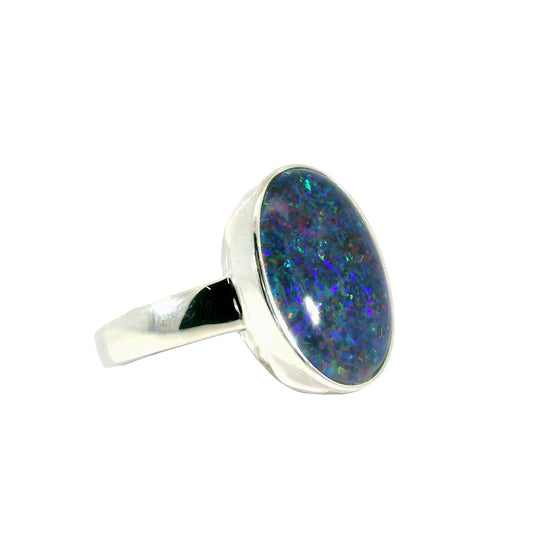 Triplet Opal Men's Ring in 925 Sterling Silver - Multicolour