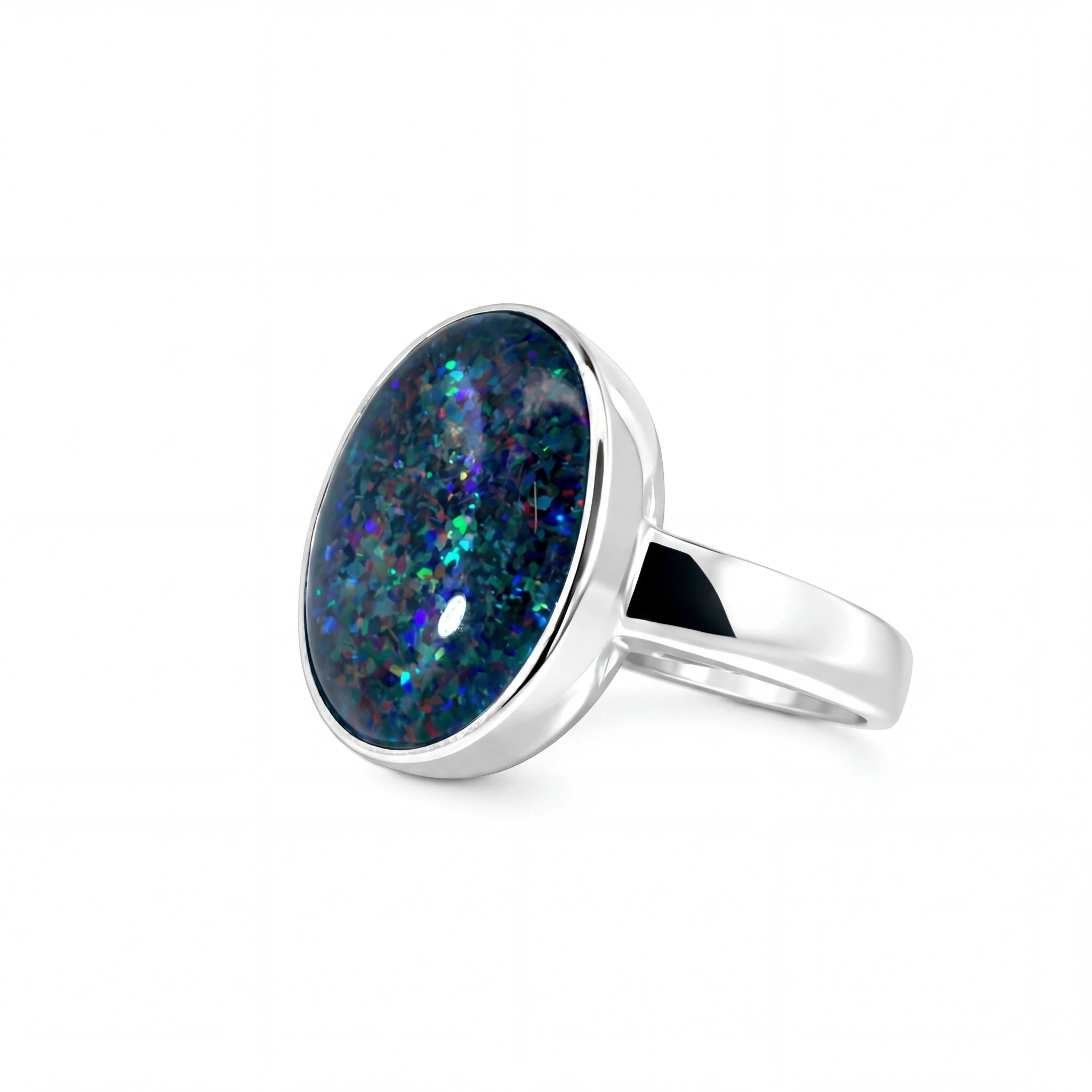 Triplet Opal Men's Ring in 925 Sterling Silver - Multicolour - Australian Opal Cutters and Pearl Divers