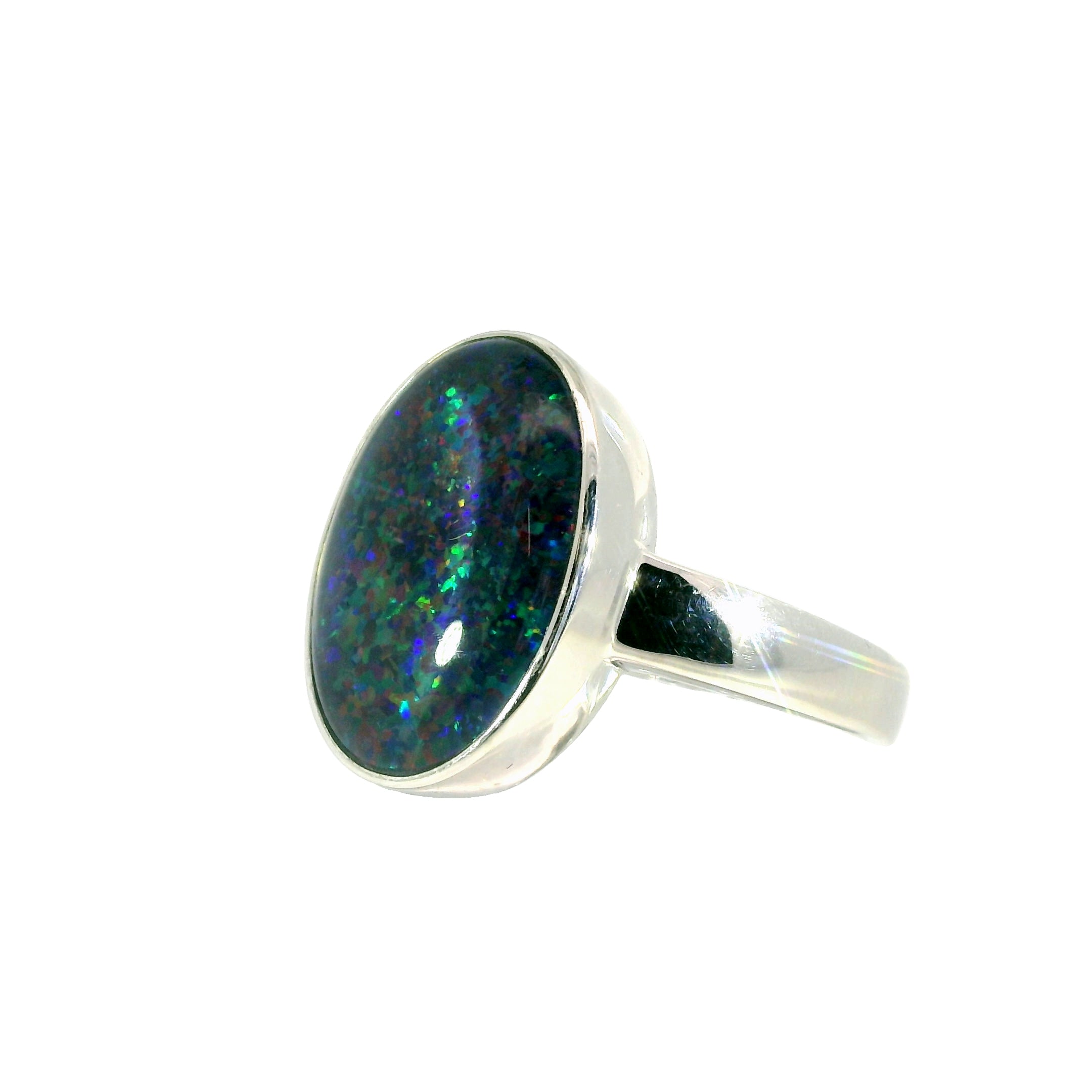 Triplet Opal Men's Ring in 925 Sterling Silver - Multicolour