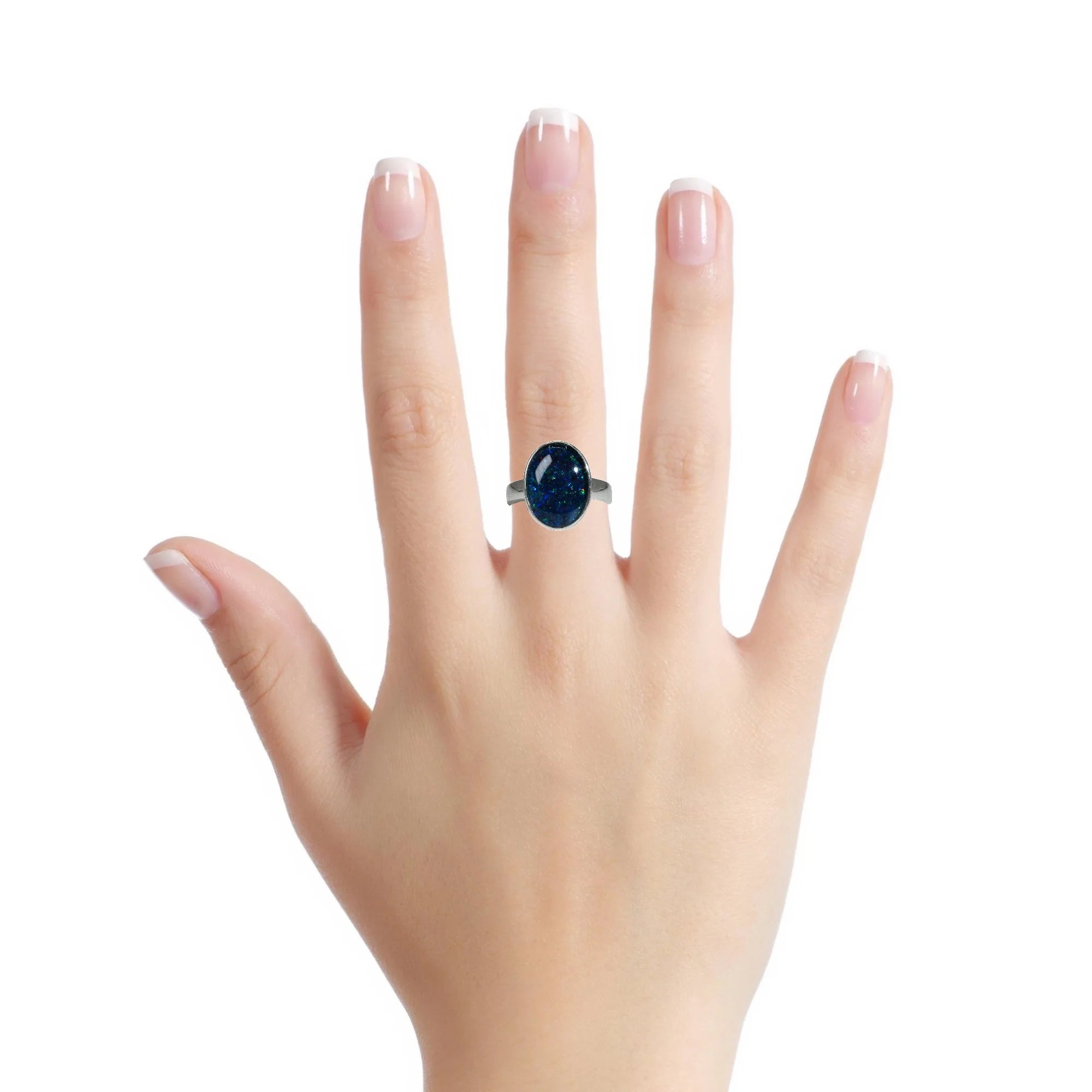 Triplet Opal Men's Ring in 925 Sterling Silver - Multicolour