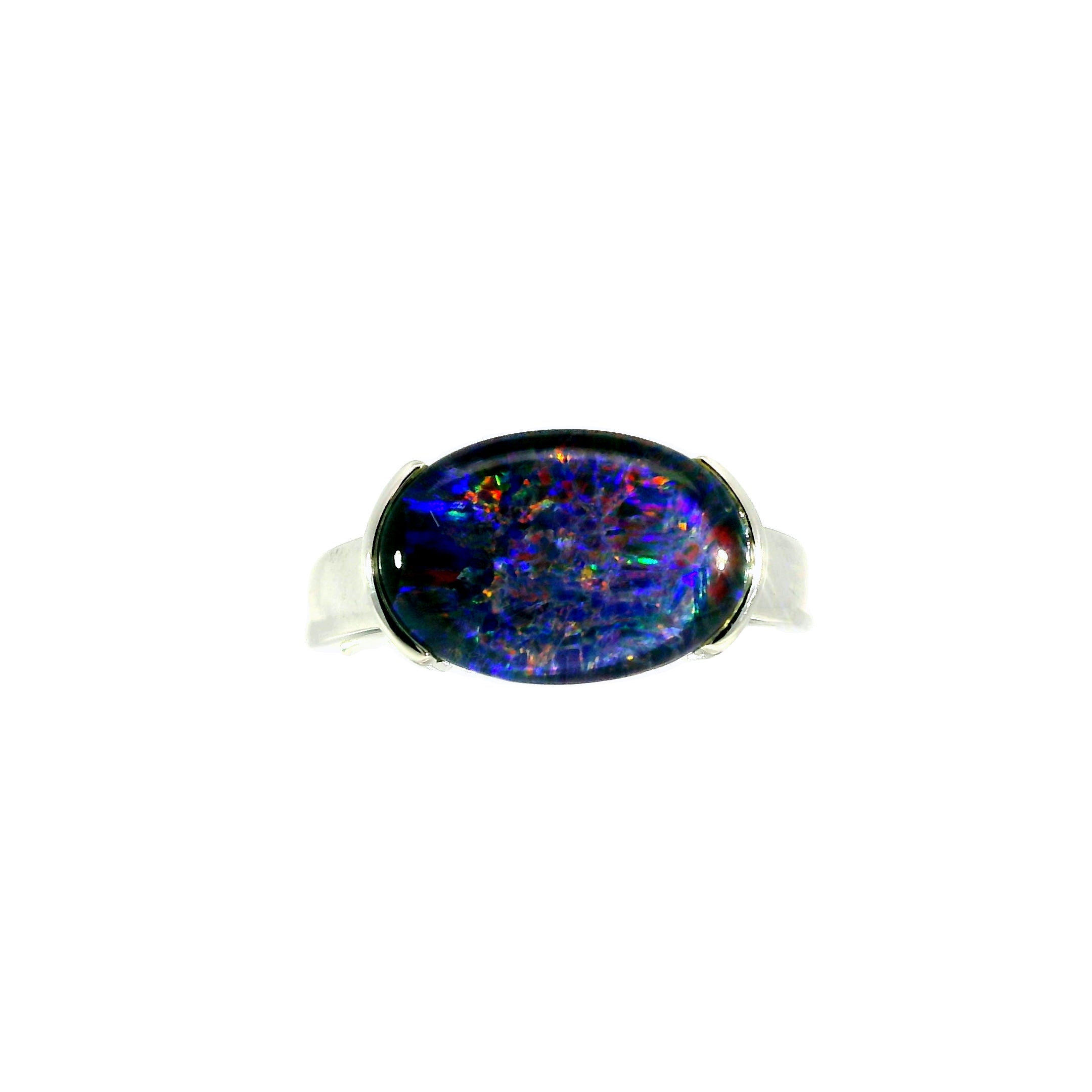 Triplet Opal Men's Ring in 925 Sterling Silver - Multicolour