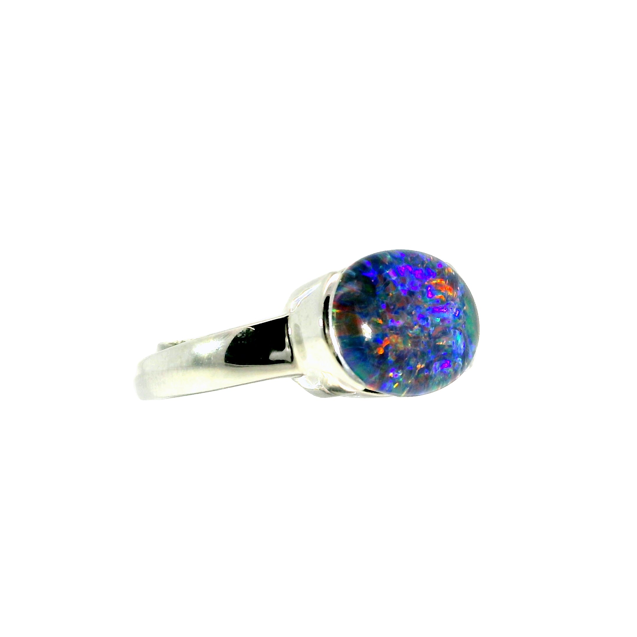 Triplet Opal Men's Ring in 925 Sterling Silver - Multicolour