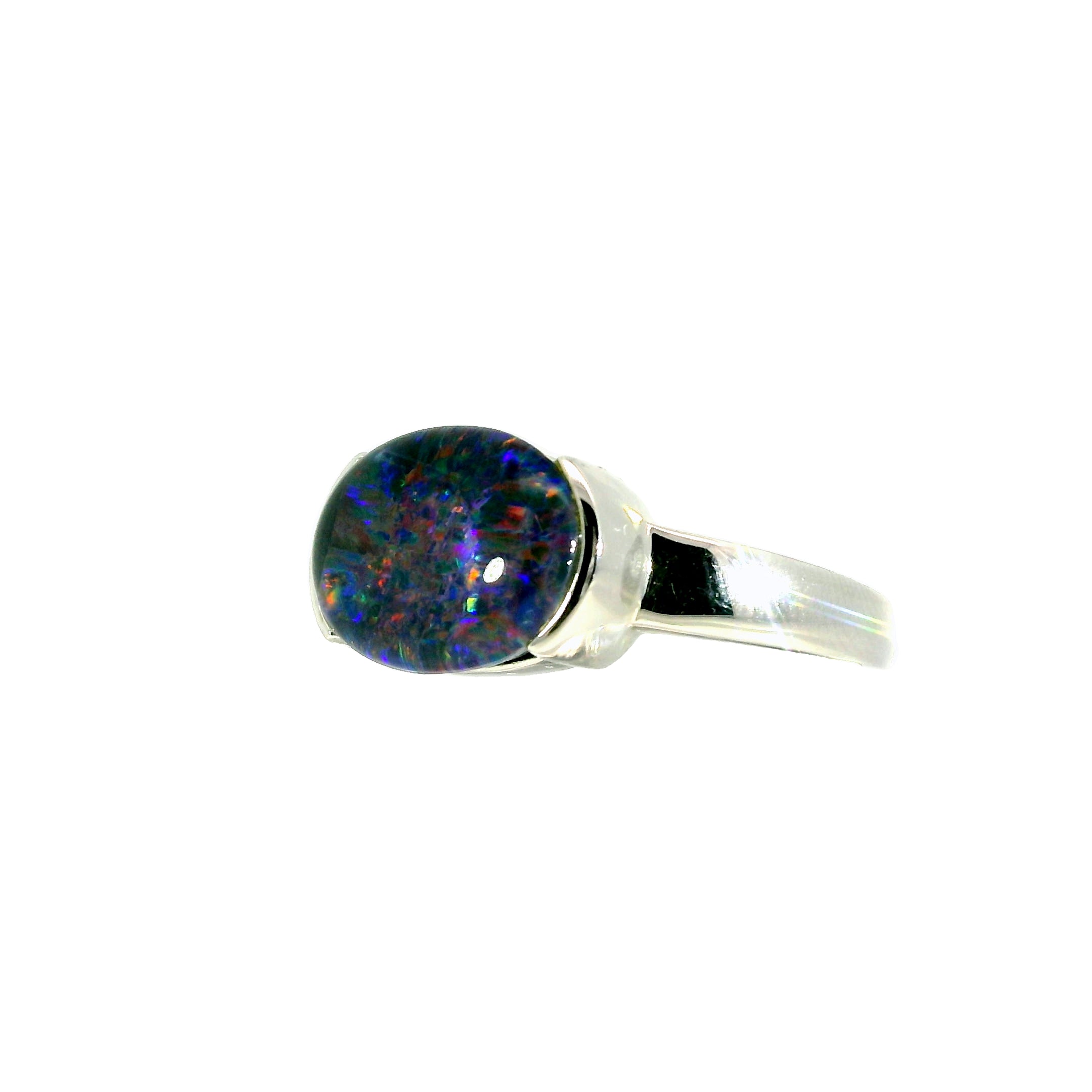 Triplet Opal Men's Ring in 925 Sterling Silver - Multicolour