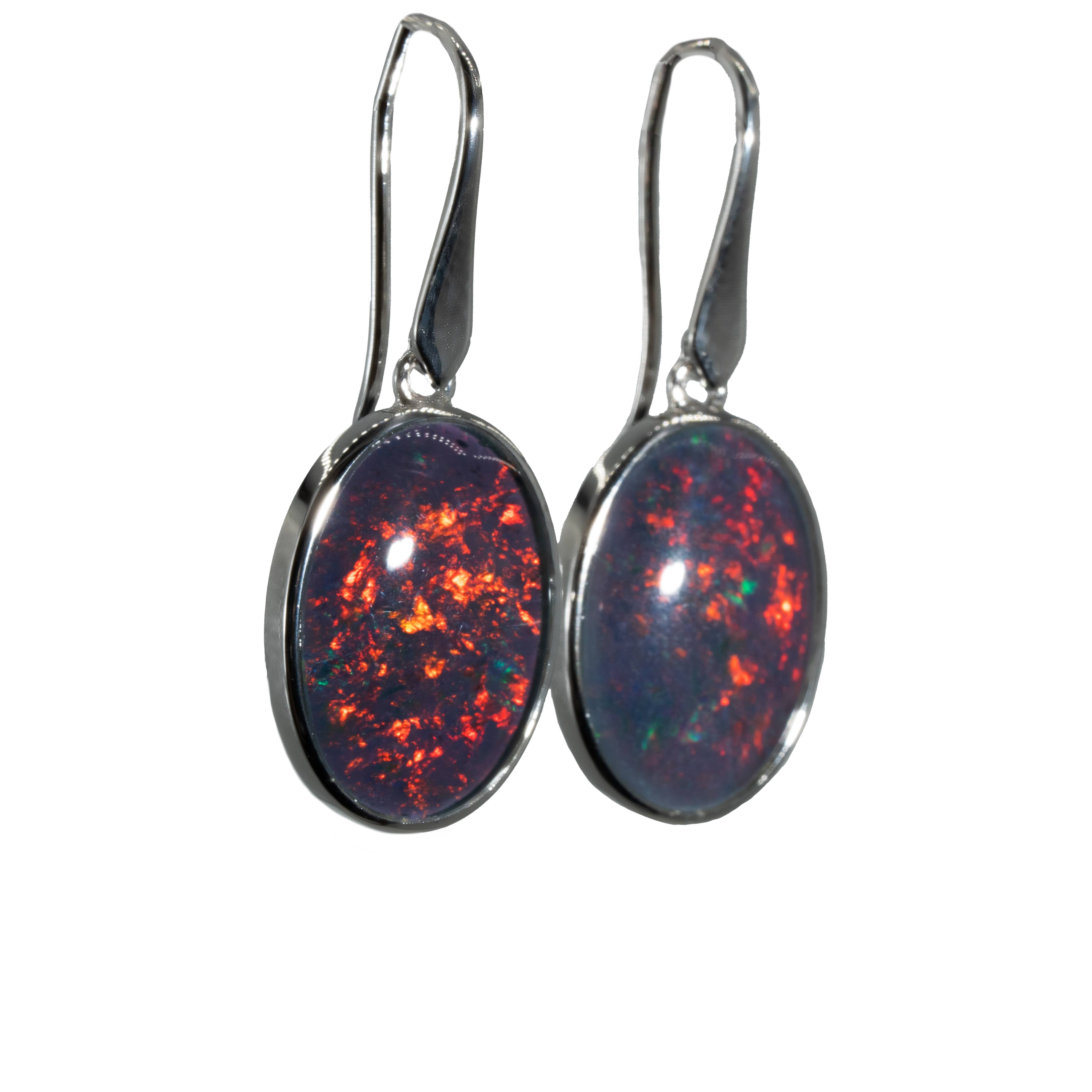 Triplet Opal Earrings in 925 Sterling Silver - Multicolour