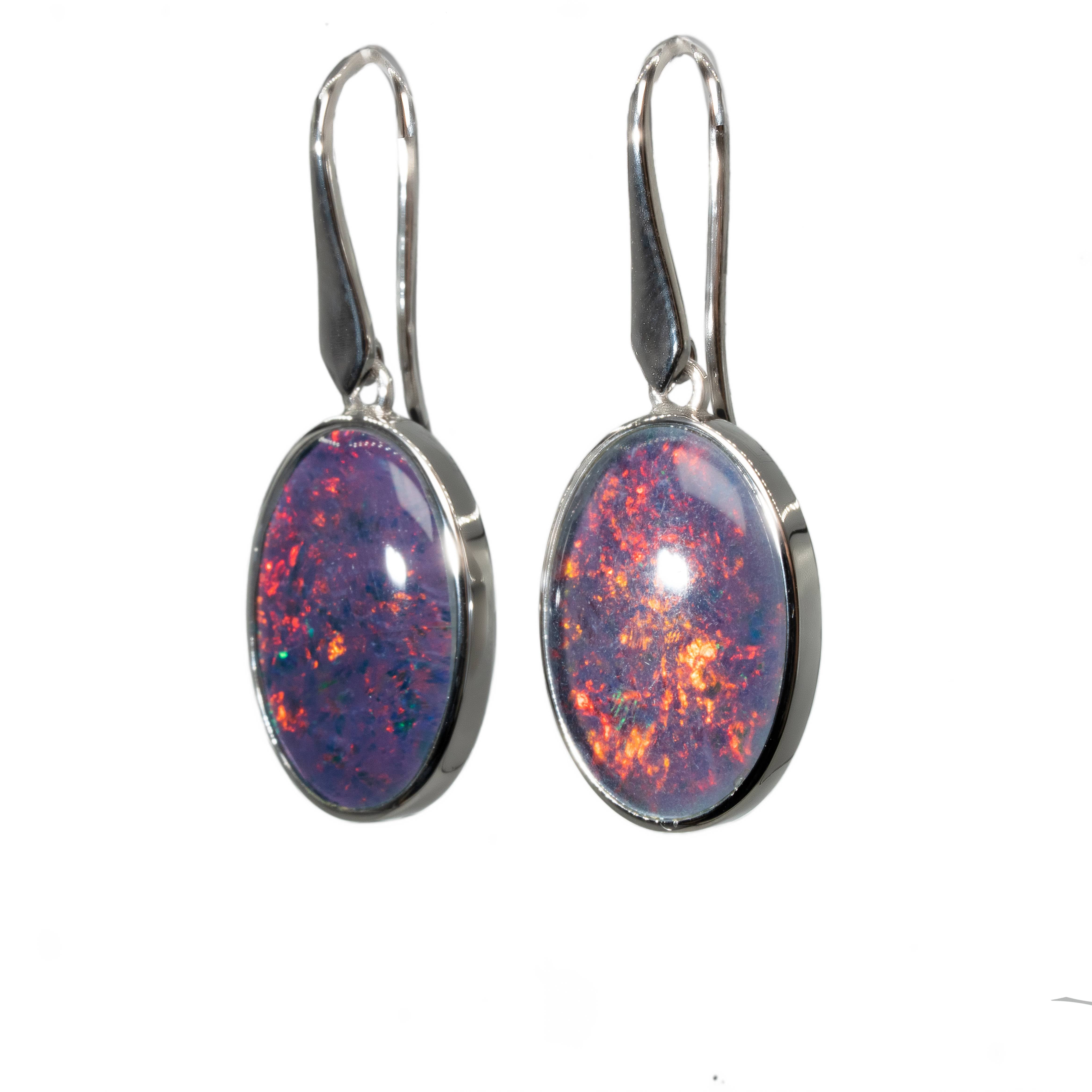Triplet Opal Earrings in 925 Sterling Silver - Multicolour