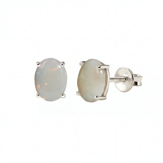 Light Opal Earrings In 925 Sterling Silver - Multicolour