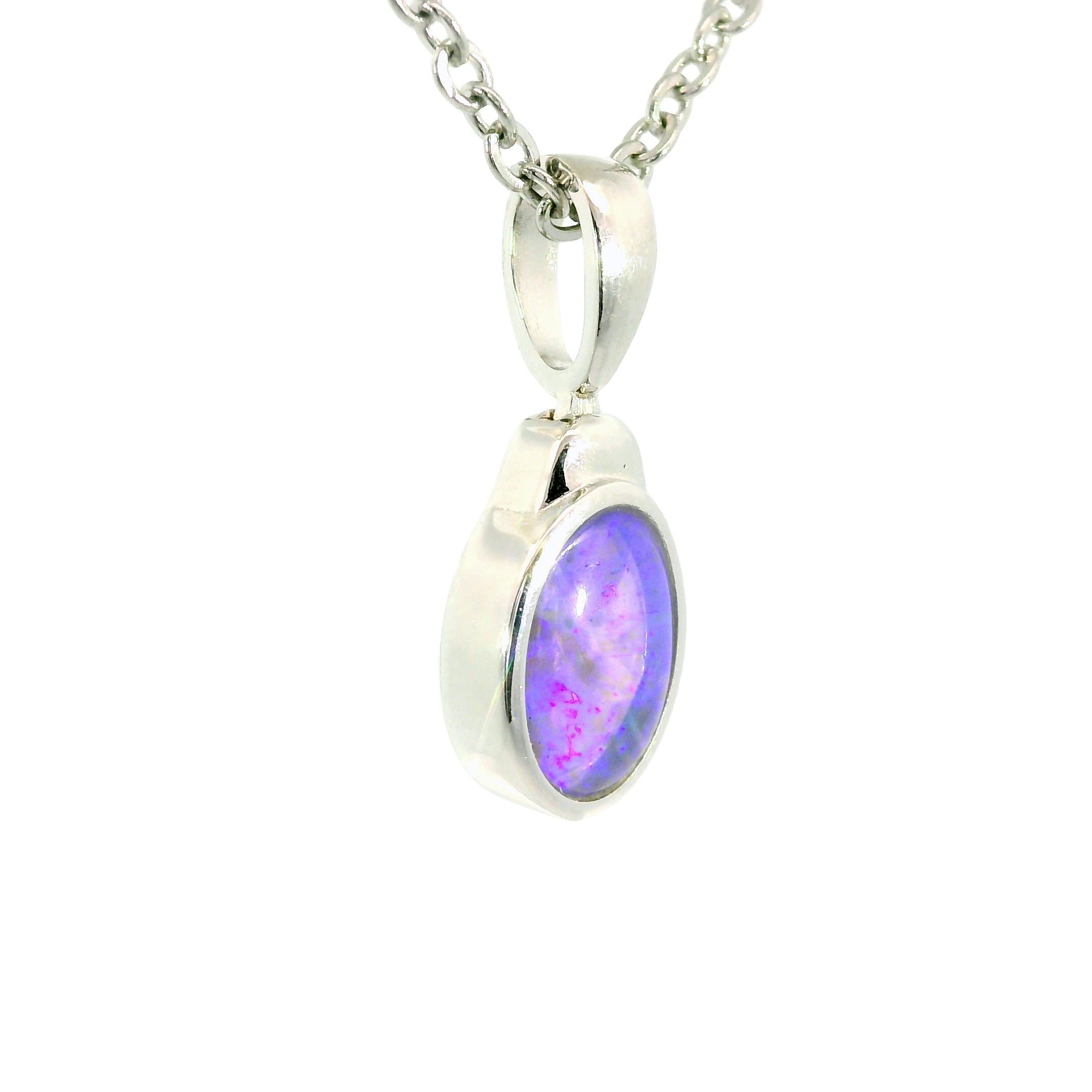 Black Opal Pendant in 925 Sterling Silver - Green-Blue