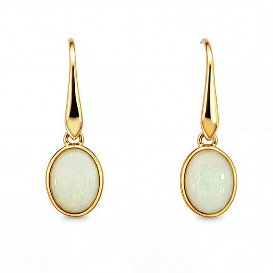 Light Opal Earring in 9K Yellow Gold