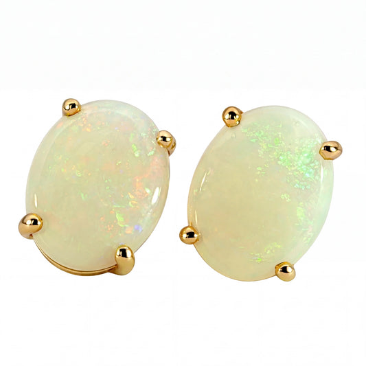 Light Opal Earring in 9K Yellow Gold - Multicolour - Australian Opal Cutters and Pearl Divers