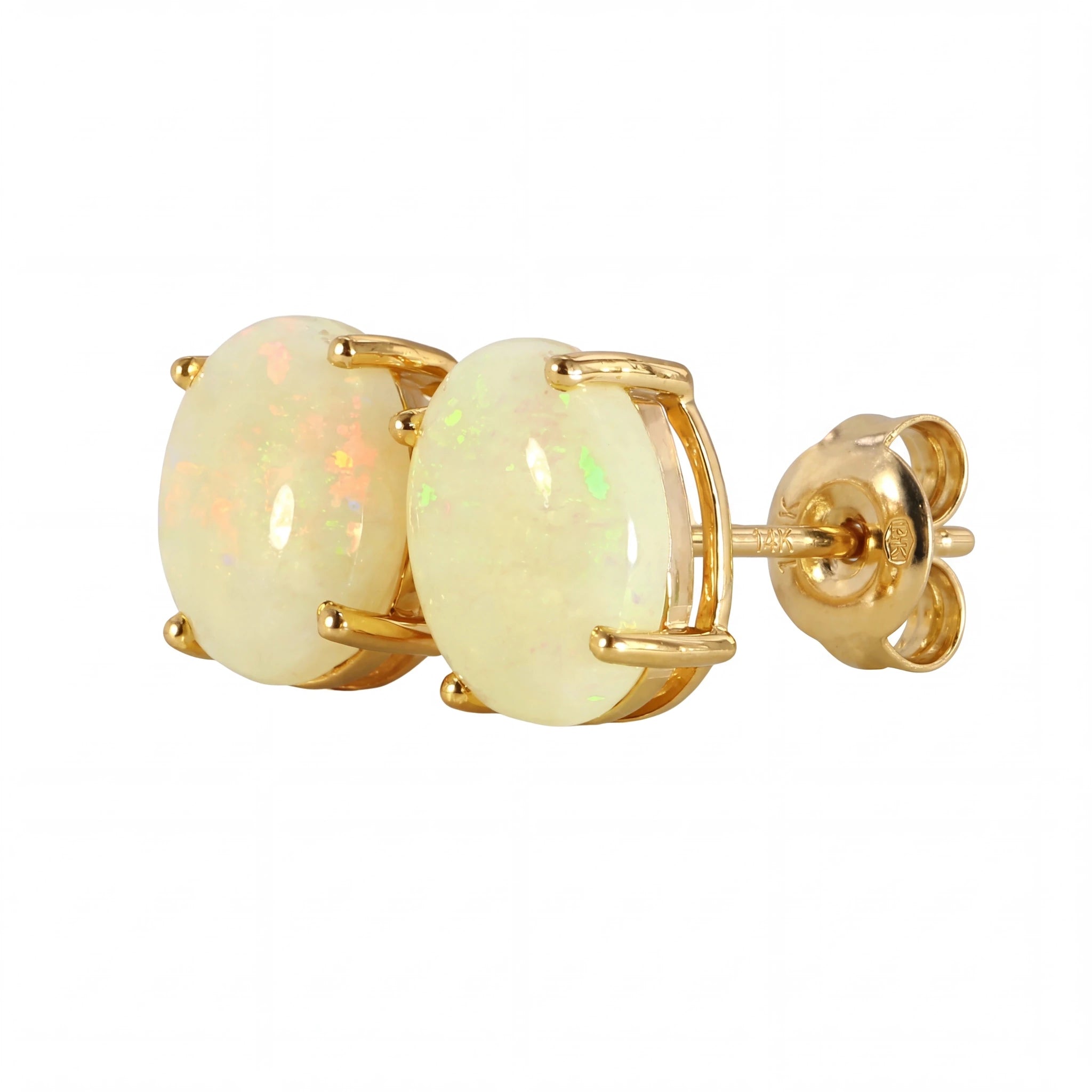 Light Opal Earring in 9K Yellow Gold - Multicolour - Australian Opal Cutters and Pearl Divers