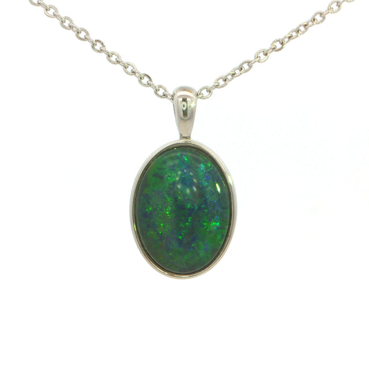 Triplet Opal Bezel Pendant Set in Stainless Steel - Australian Opal Cutters and Pearl Divers