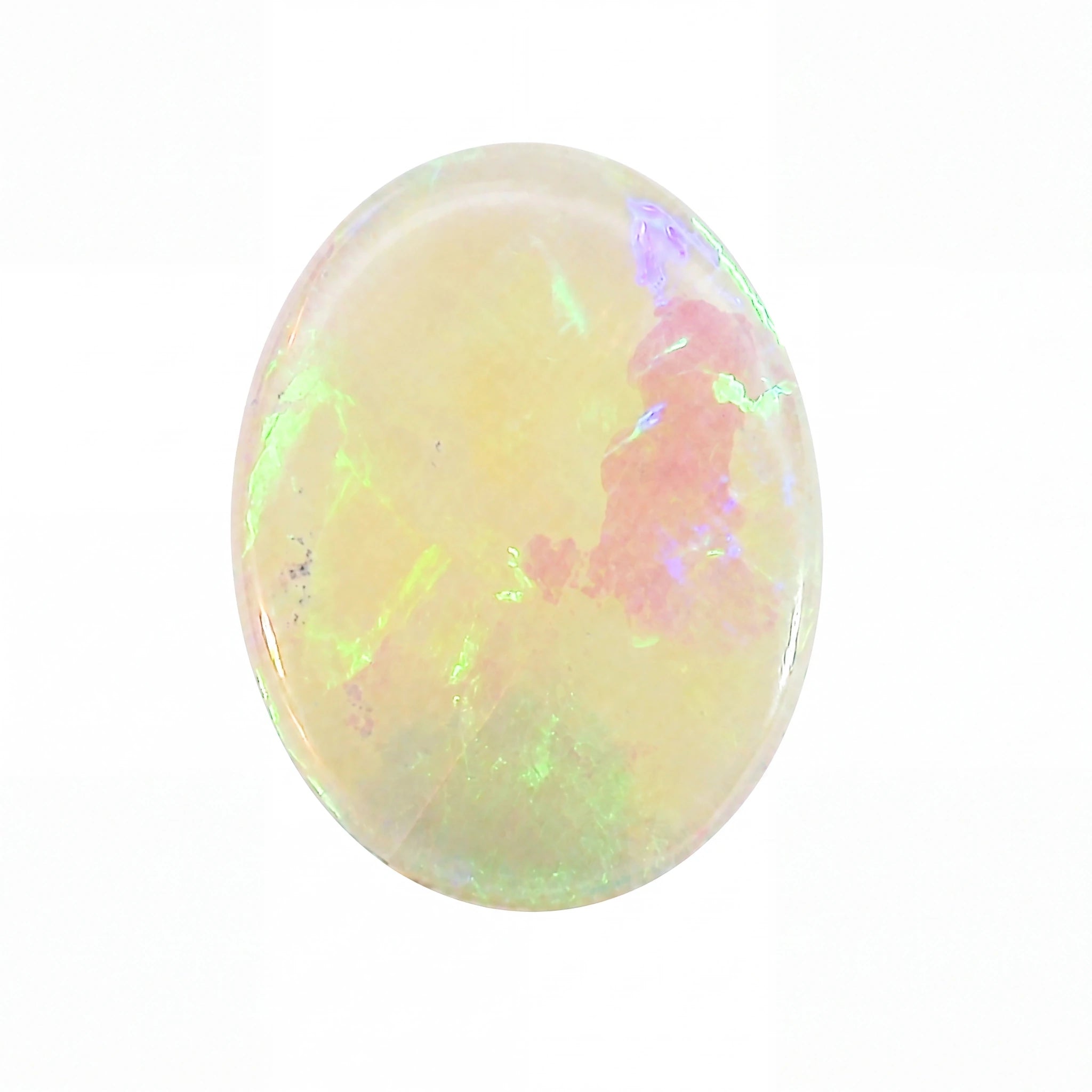 Multicoloured opal stone on a white background