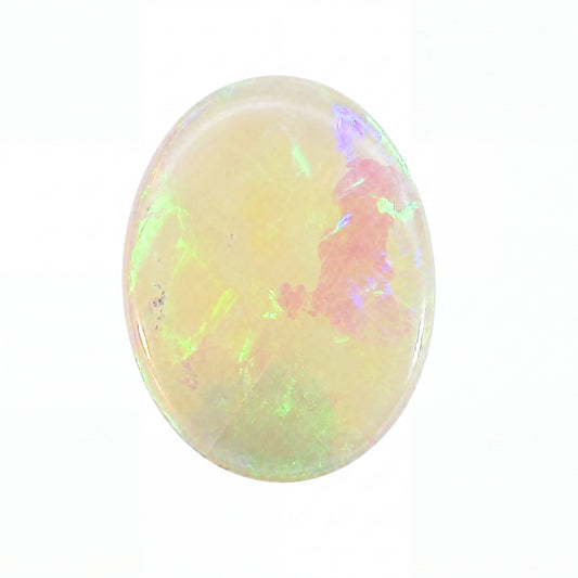 Multicoloured opal stone on a white background