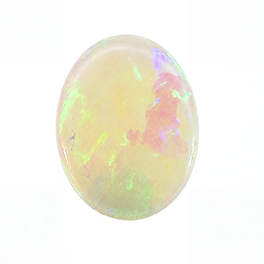 Multicoloured opal stone on a white background
