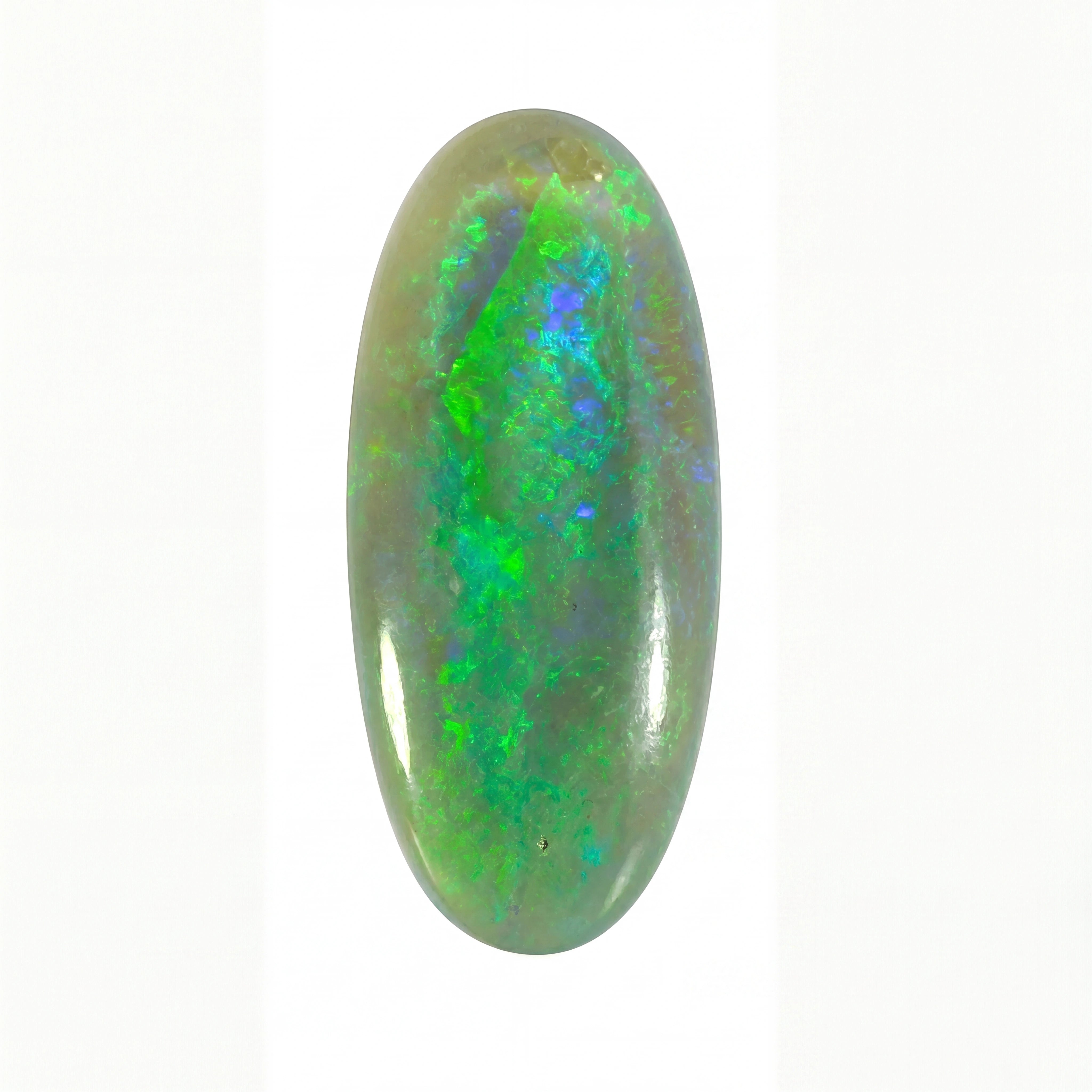 Green opal stone on a white background