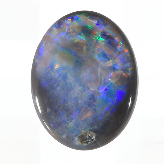 Multicoloured opal stone on a white background