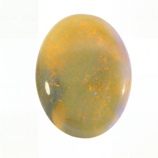 Opal stone with speckled pattern on a white background