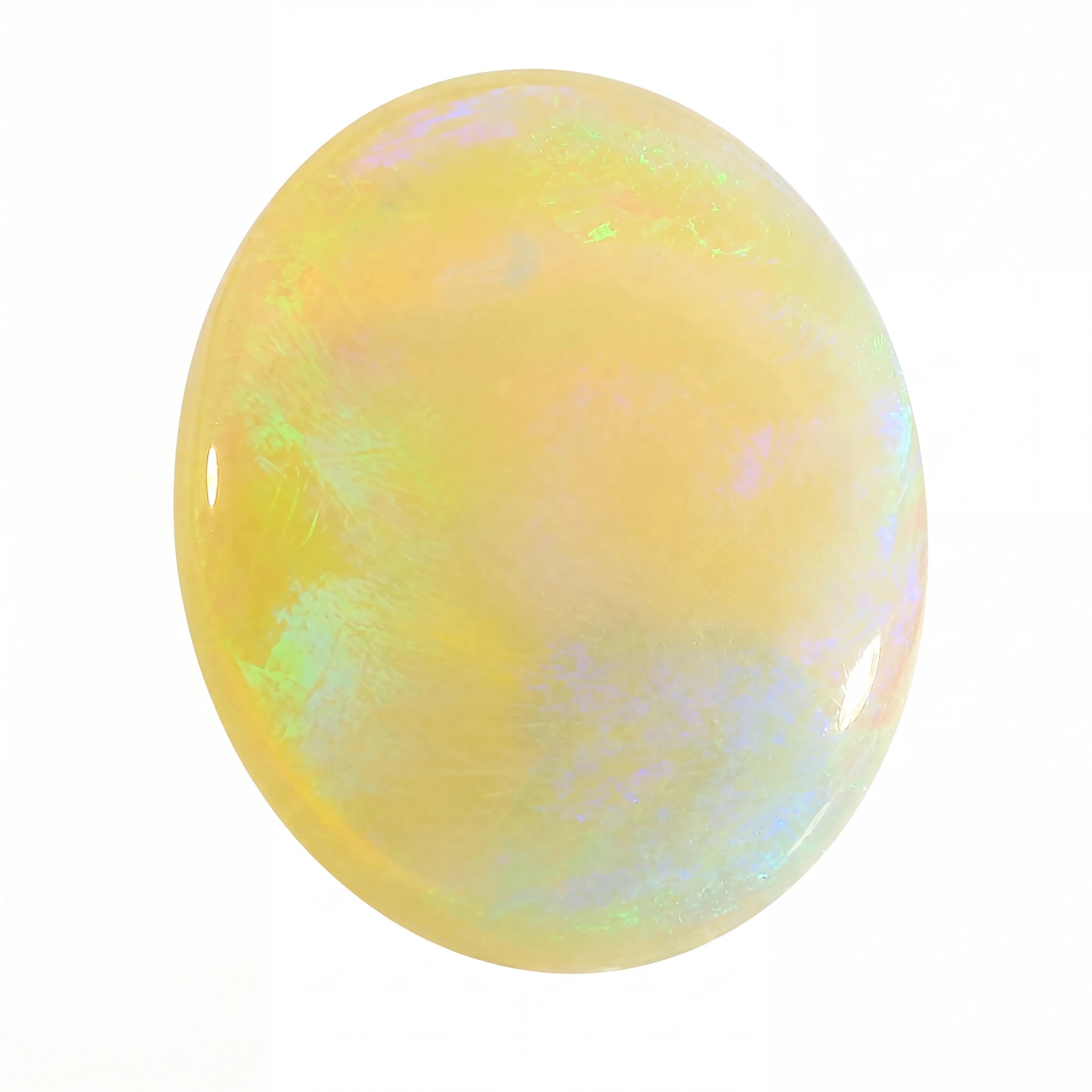 Yellow opal stone on a white background