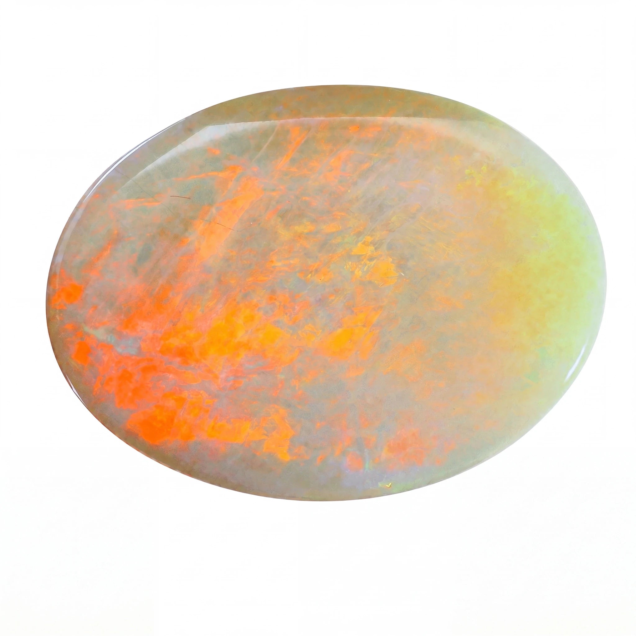 Opal stone with colourful patterns on a white background